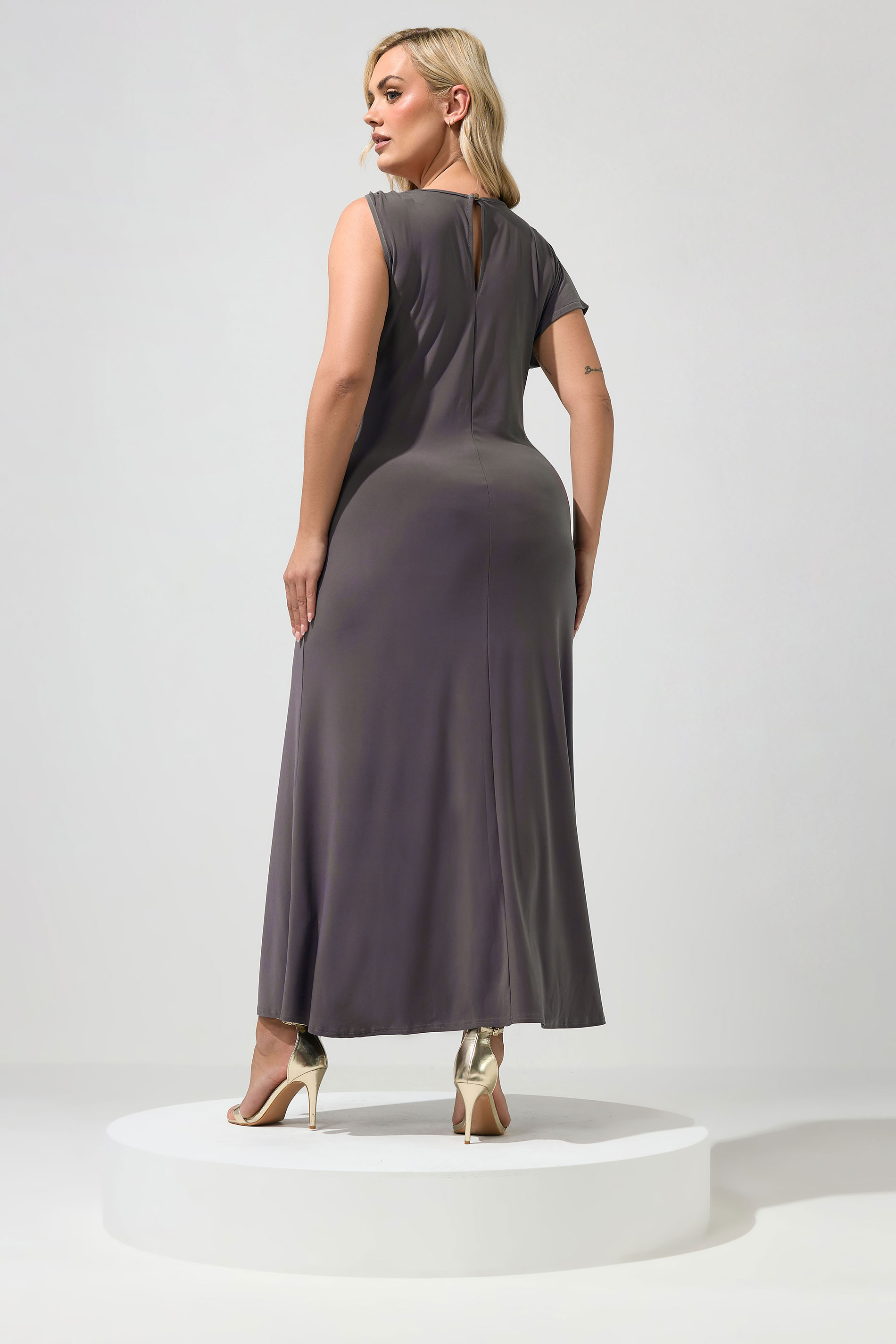 YOURS LONDON Plus Size Grey Metal Buckle Detail Maxi Dress | Yours Clothing 2