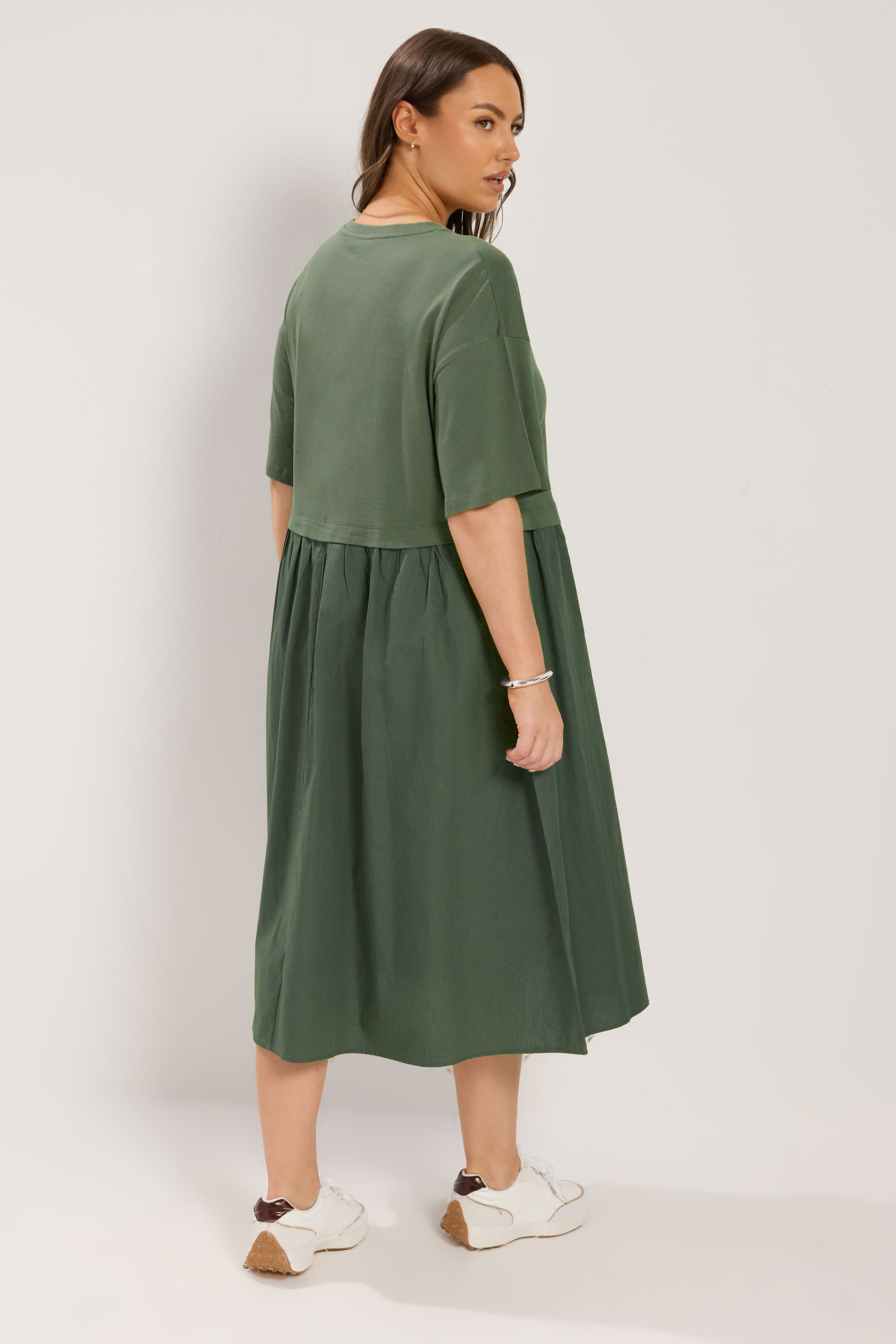 olive green poplin dress Marina Rinaldi | Woman - Cotton poplin dress - Olive Green