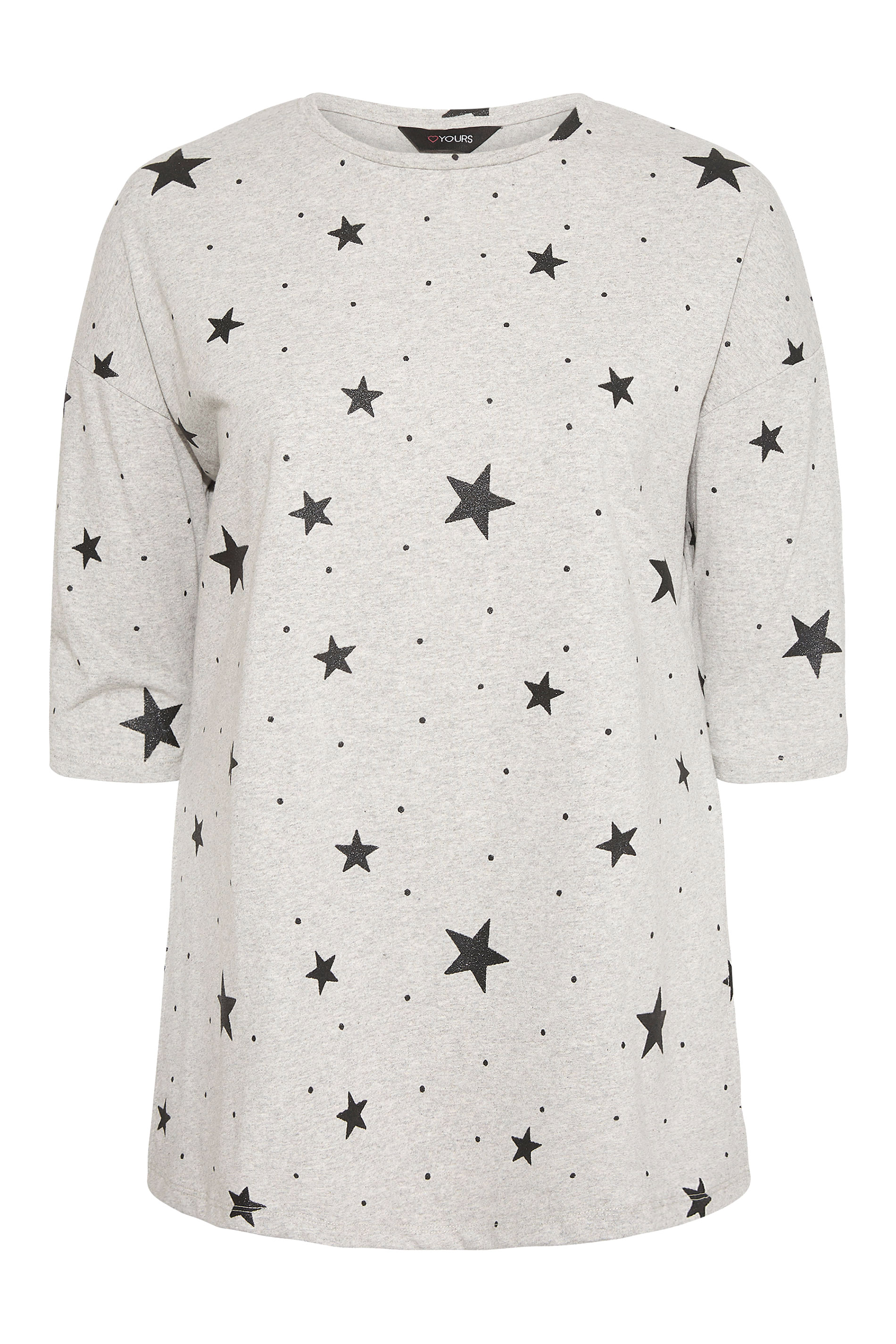 Grey Star Print Top | Yours Clothing