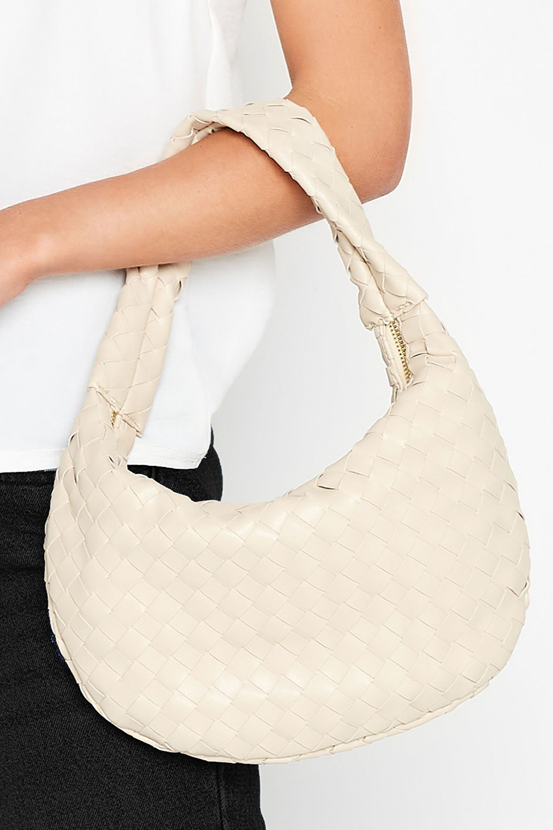 Cream Woven Slouch Handle Bag | Yours Clothing  1