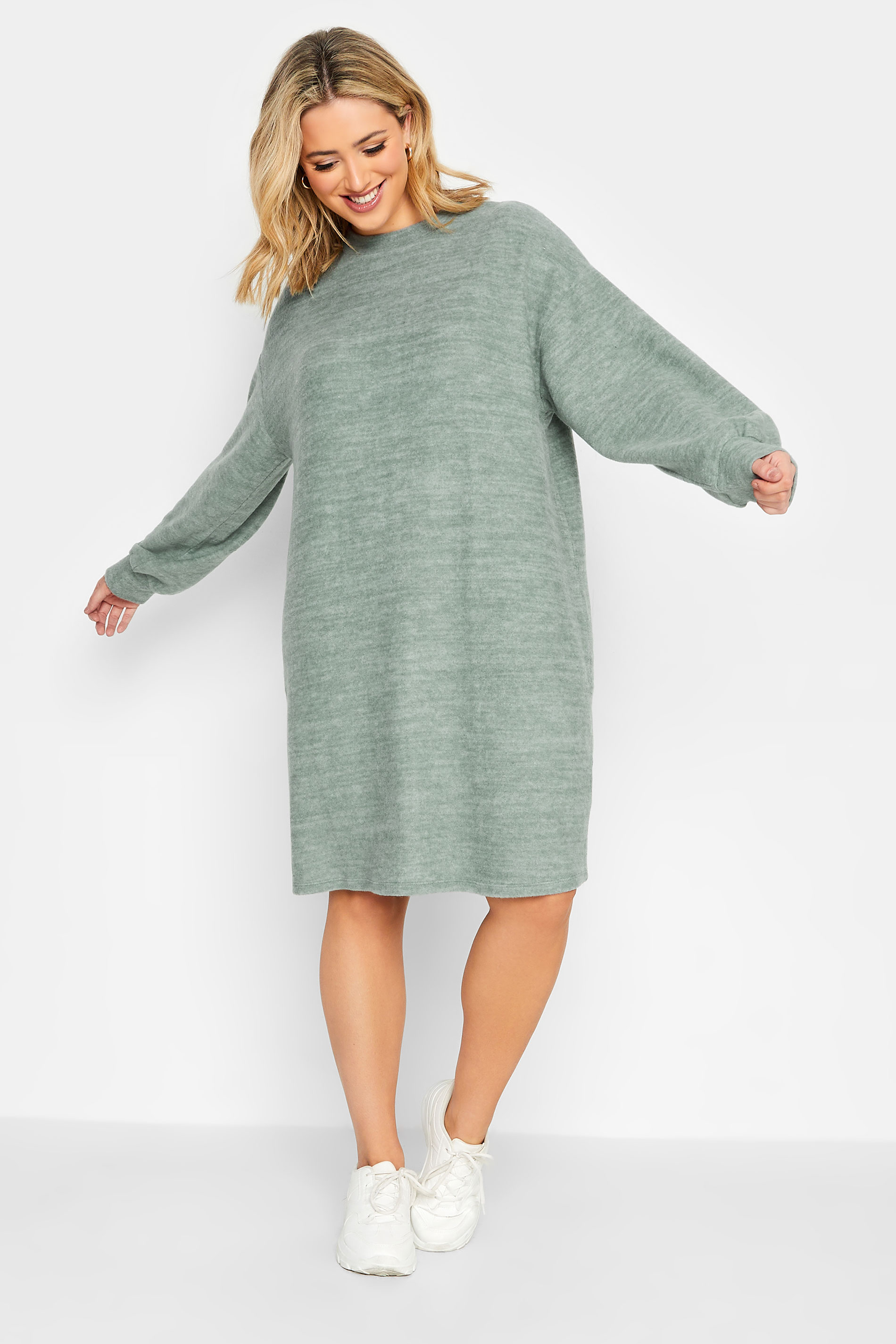 Plus Size Sage Green Soft Touch Midi Dress | Yours Clothing 1