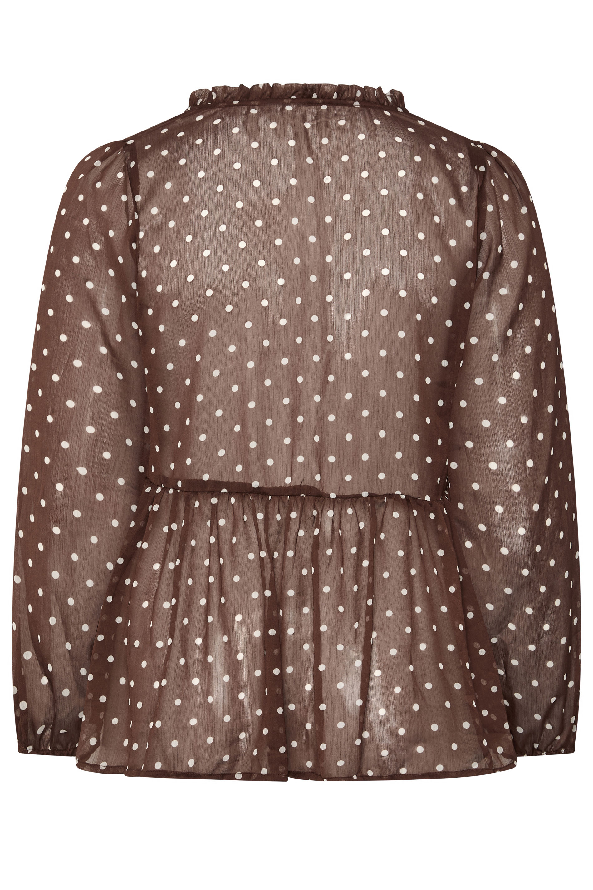 YOURS Plus Size Chocolate Brown Polka Dot Blouse | Yours Clothing