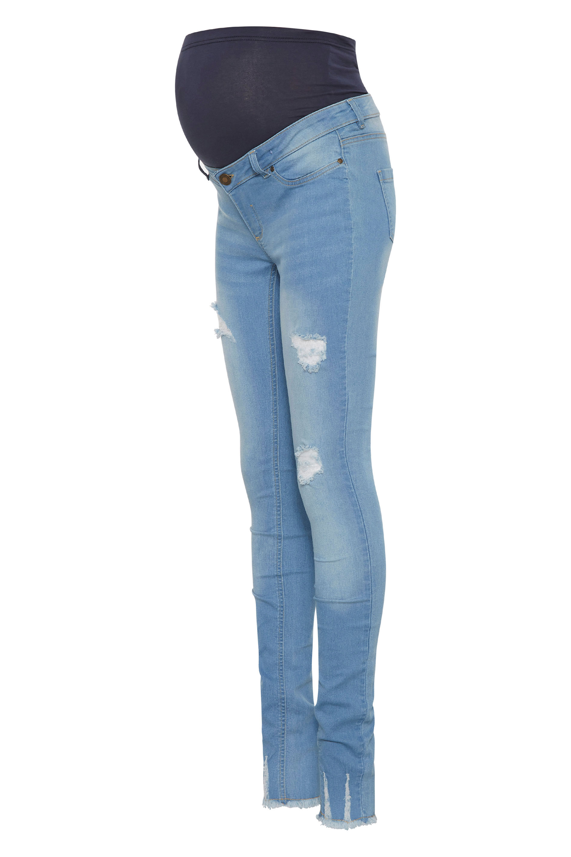 Tall Women's LTS Maternity Blue Distressed Skinny Jeans | Long Tall Sally 2