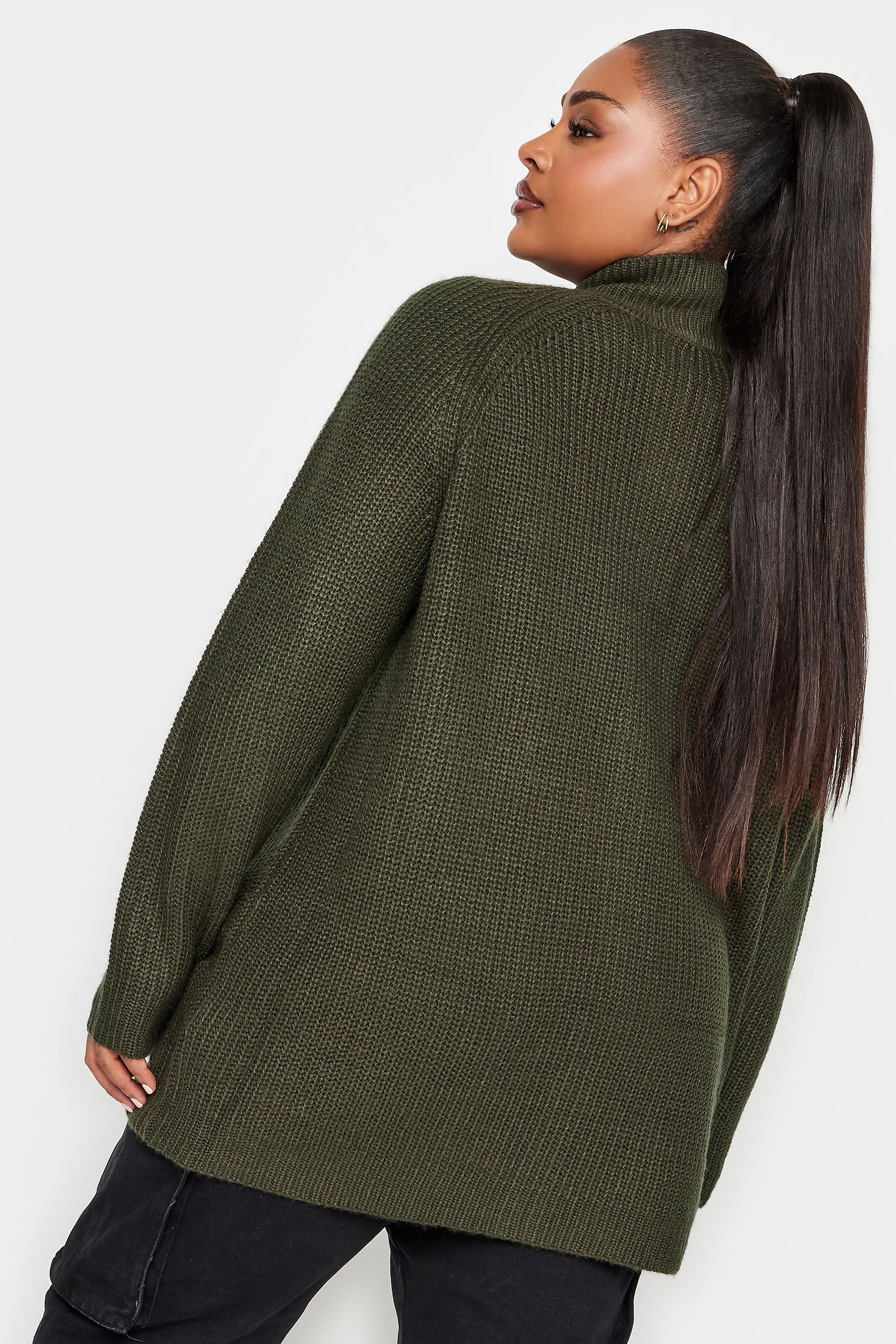 YOURS Plus Size Khaki Green Zip Through Cardigan | Yours Clothing 3