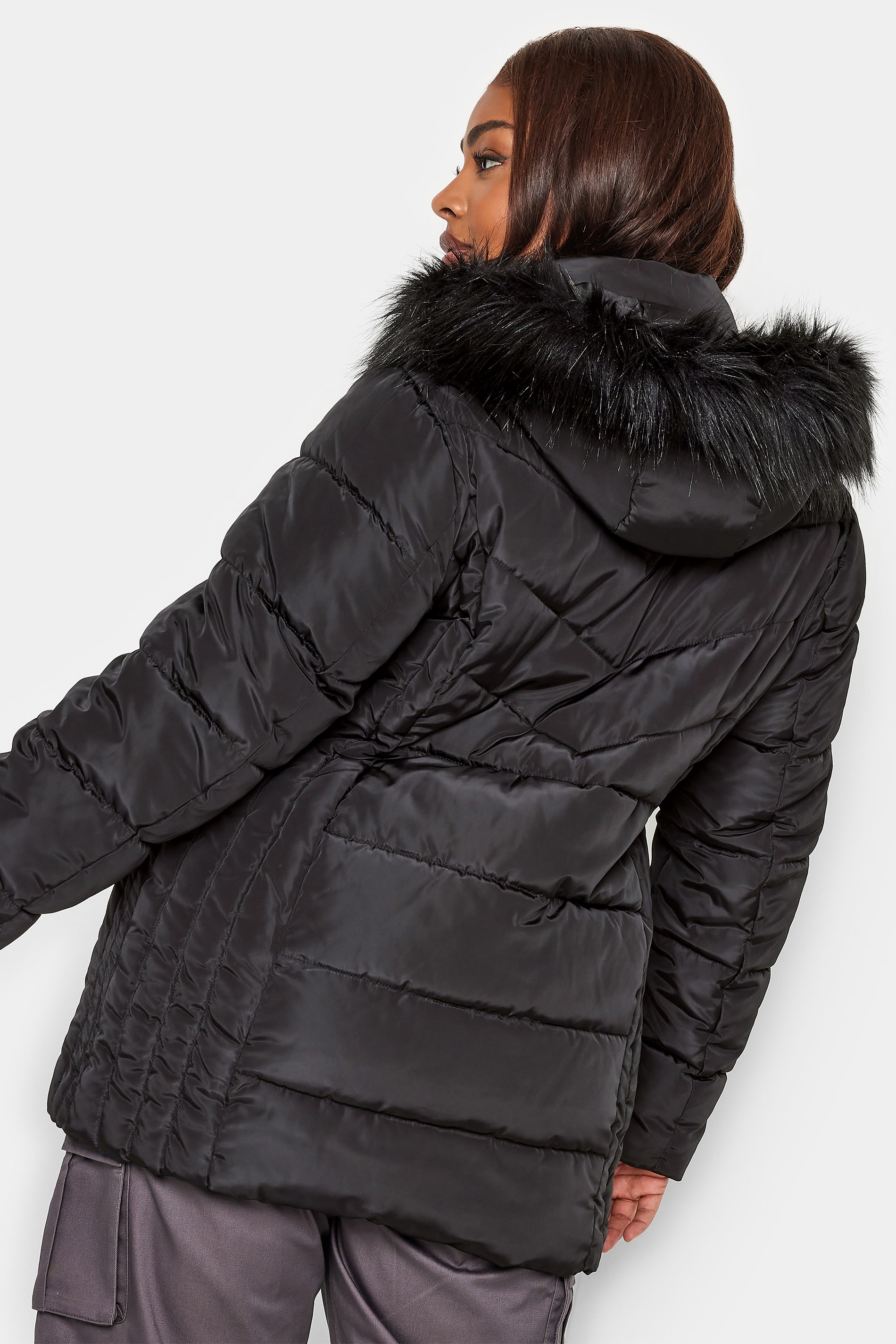 YOURS Curve Plus Size Black Puffer Jacket | Yours Clothing  3