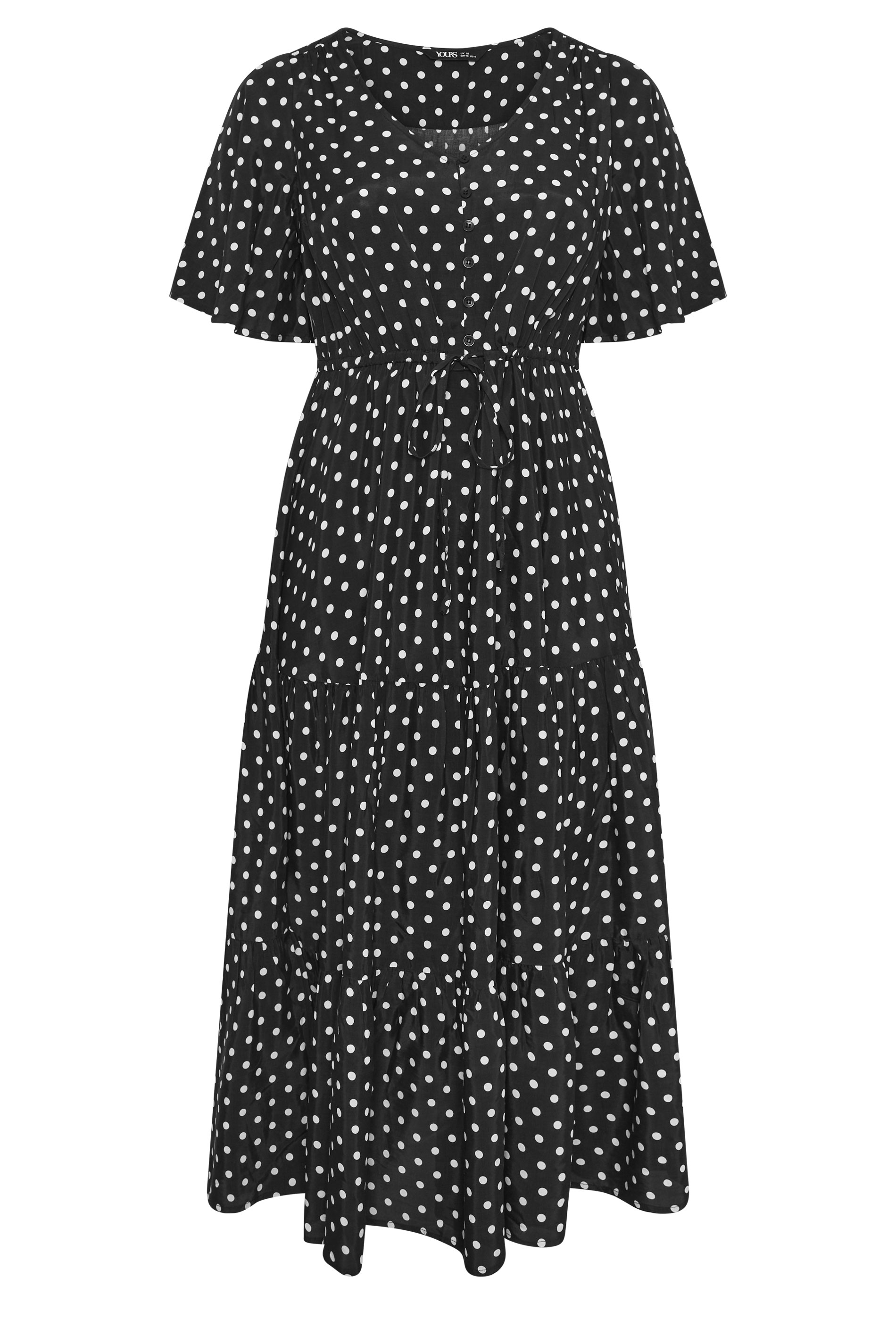 YOURS Plus Size Black Polka Dot Tiered Dress | Yours Clothing 5