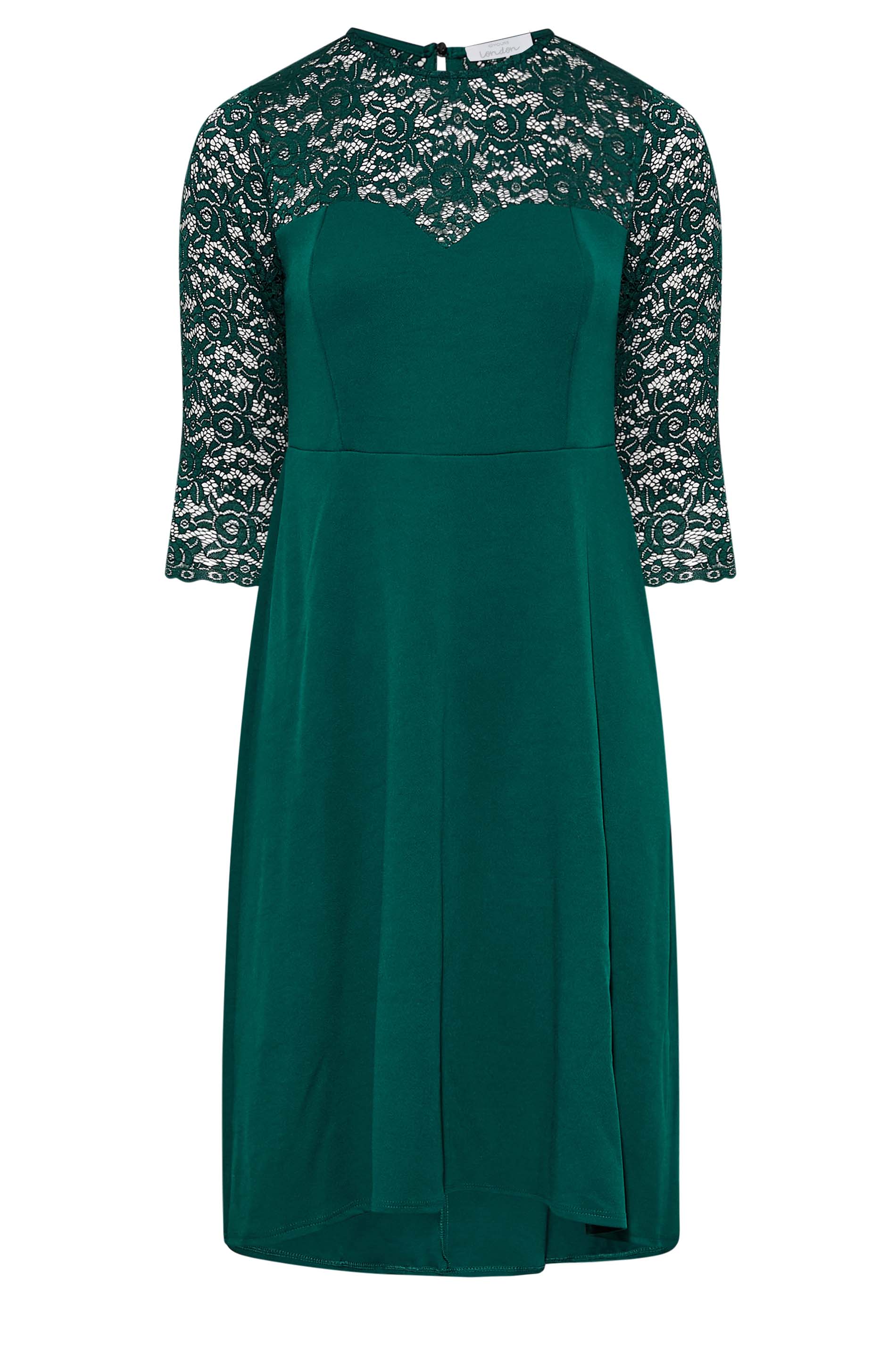 Pearson Emerald Green Lace Short Sleeve Dress
