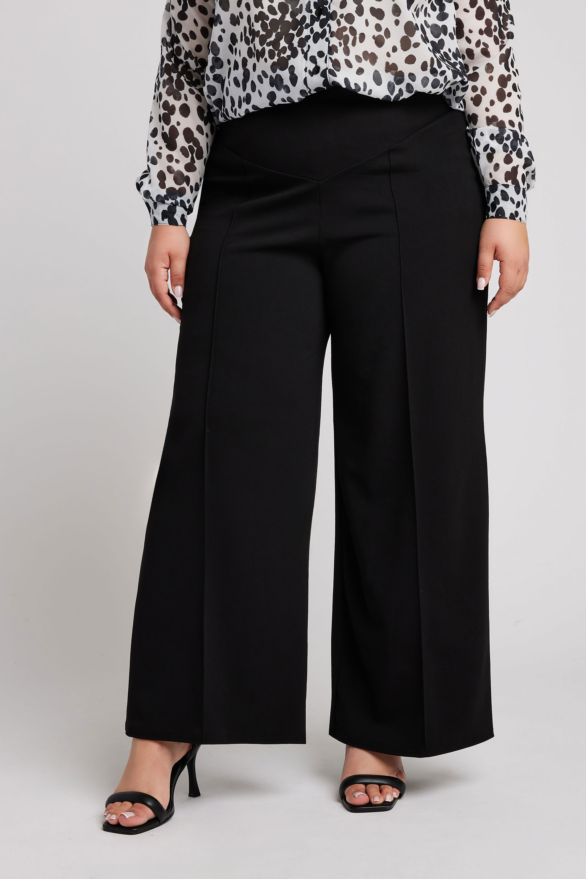 YOURS LONDON Plus Size Black Panelled Trousers | Yours Clothing 2