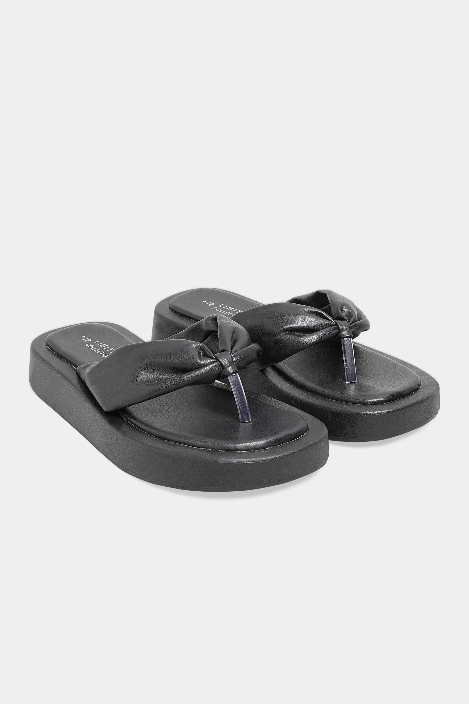 LIMITED COLLECTION Black Flatform Sandals In Wide EE Fit_A.jpg