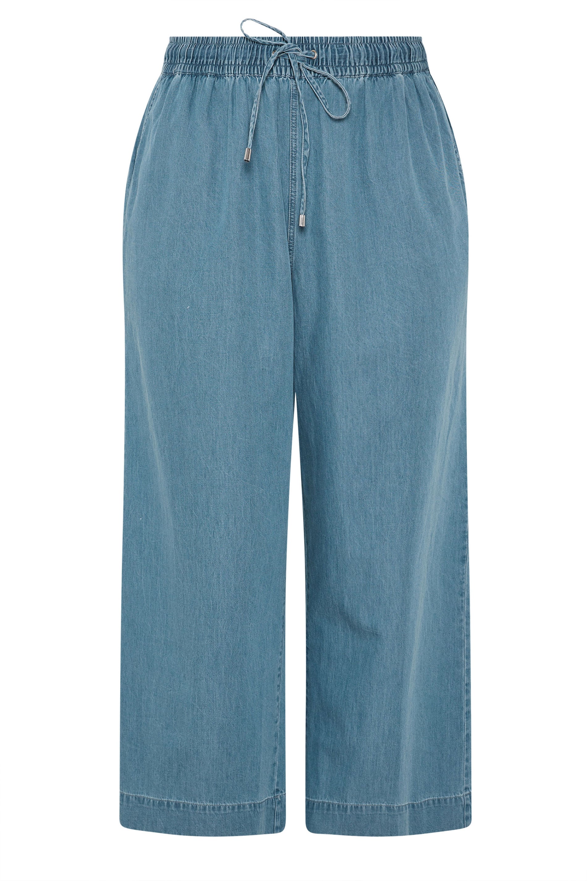 EVANS Plus Size Midwash Blue Wide Leg Denim Trousers | Evans 6