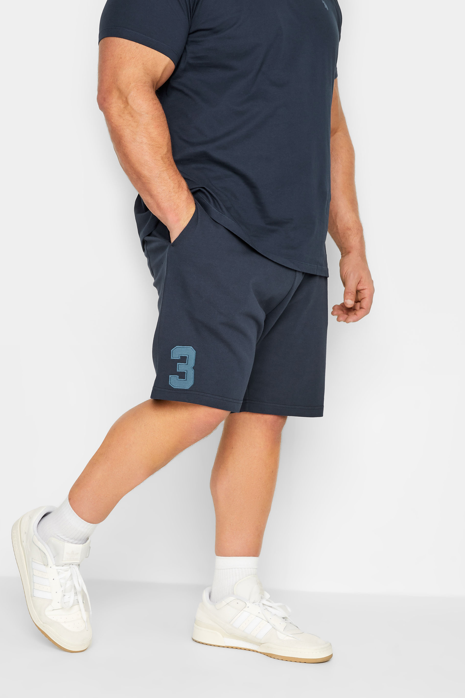 U.S. POLO ASSN. Big & Tall Navy Blue Jersey Shorts | BadRhino  1