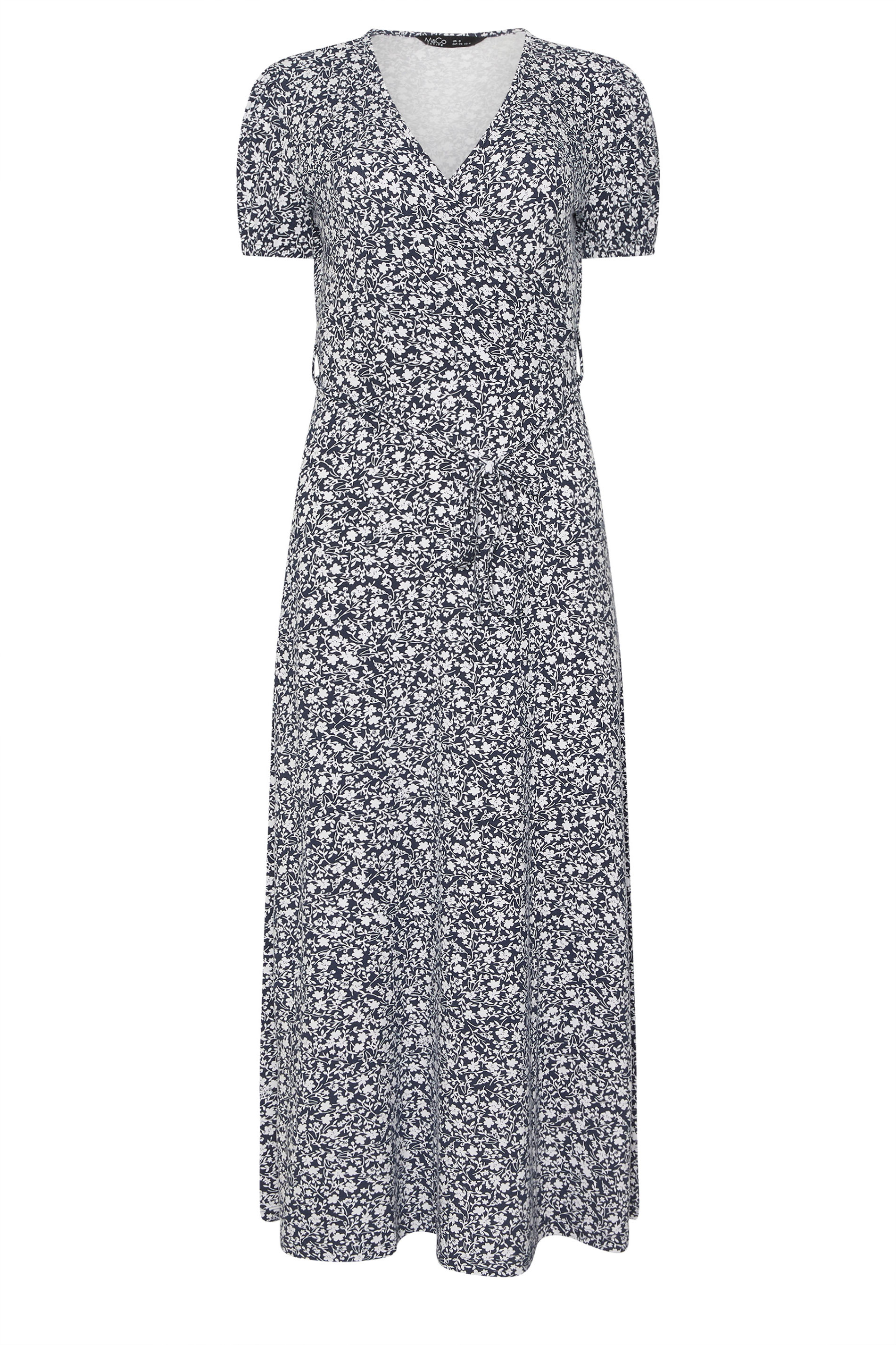 M&Co Petite Navy Blue Floral Print Maxi Wrap Dress | M&Co 5