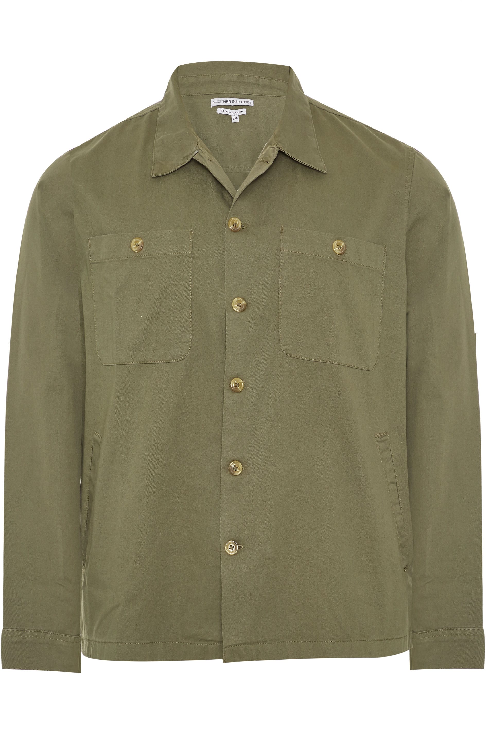 ANOTHER INFLUENCE Khaki Twill Utility Overshirt | BadRhino