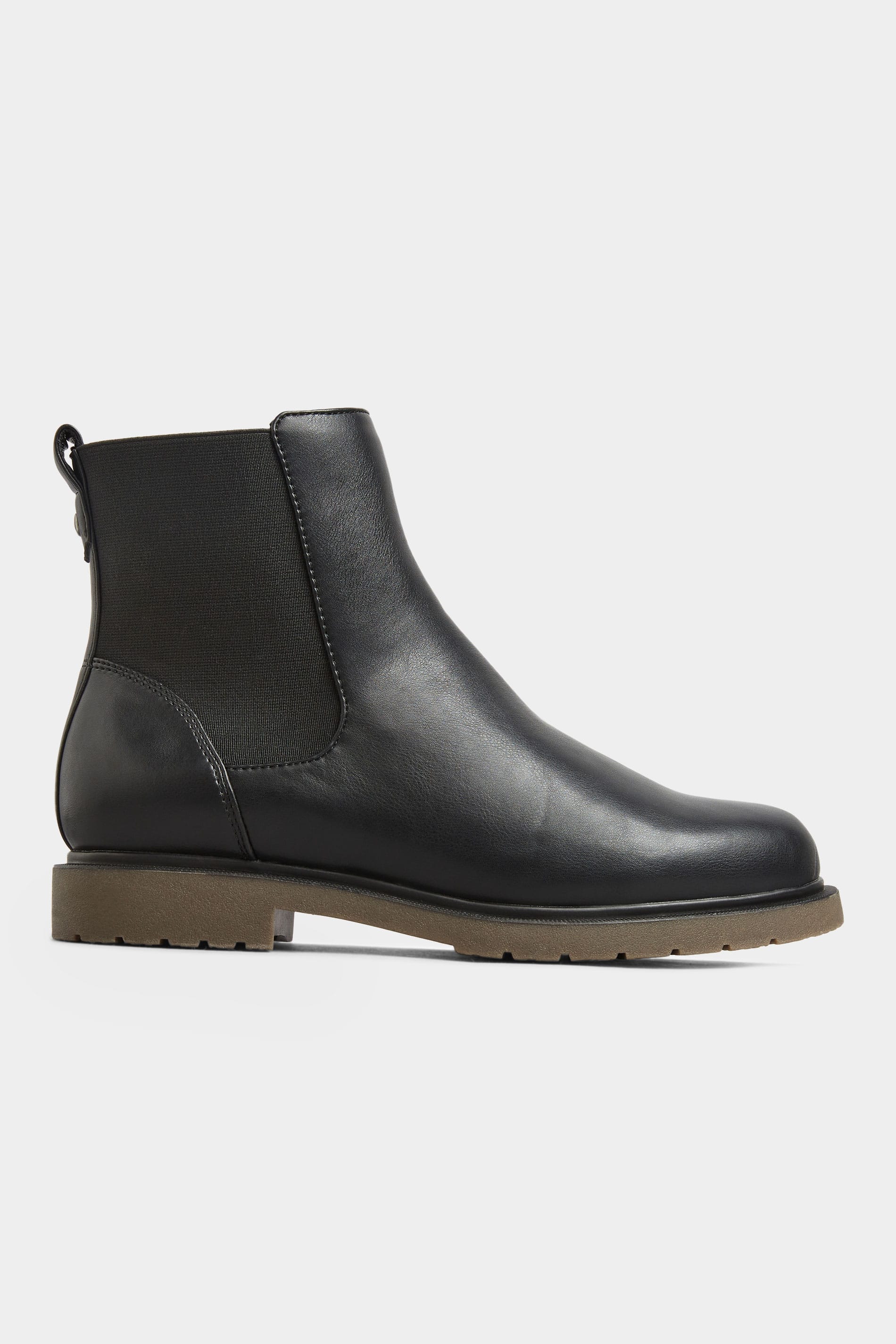 Black Vegan Leather Chunky Chelsea Boots In Extra Wide Fit | Long Tall ...