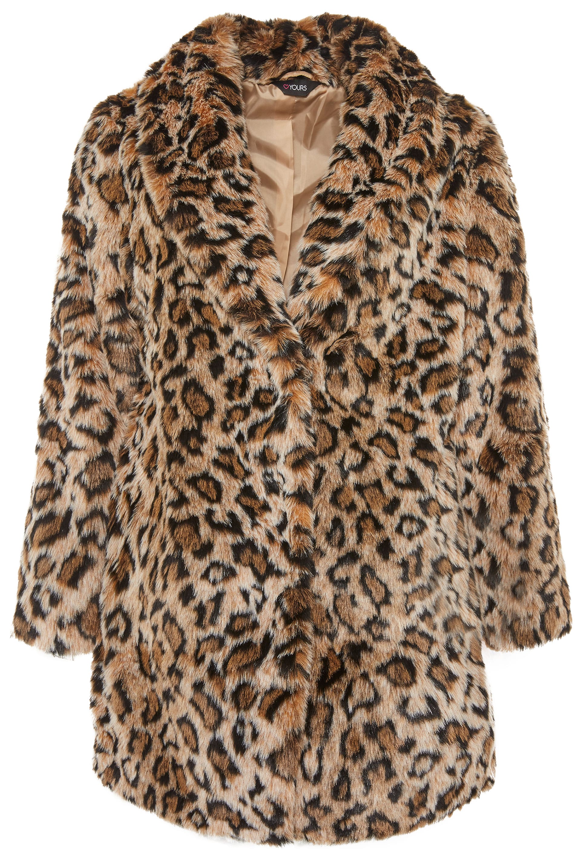 Natural Animal Faux Fur Coat | Yours Clothing