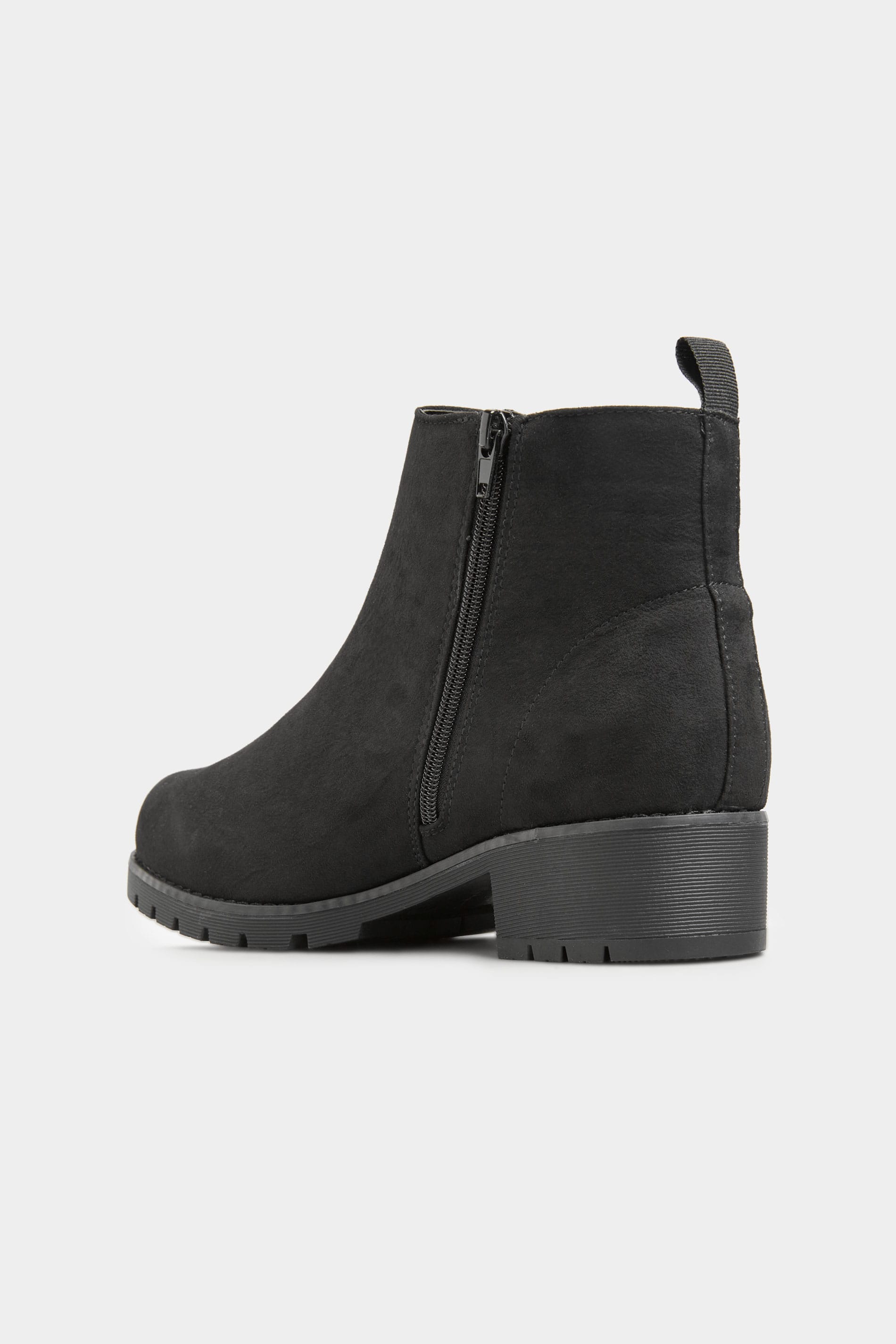 Black Vegan Faux Suede Chunky Boots In Extra Wide Fit | Yours Clothing