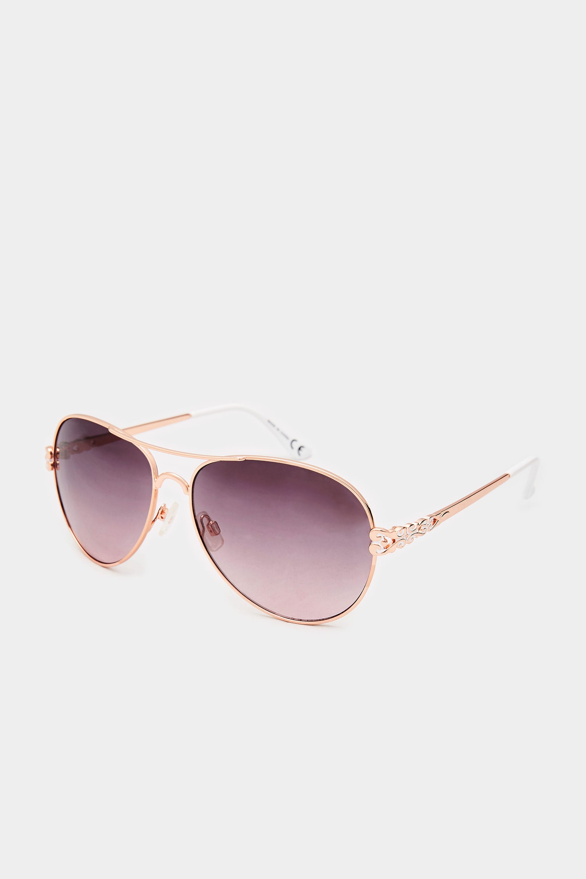 Rose Gold Aviator Sunglasses | Yours Clothing 2