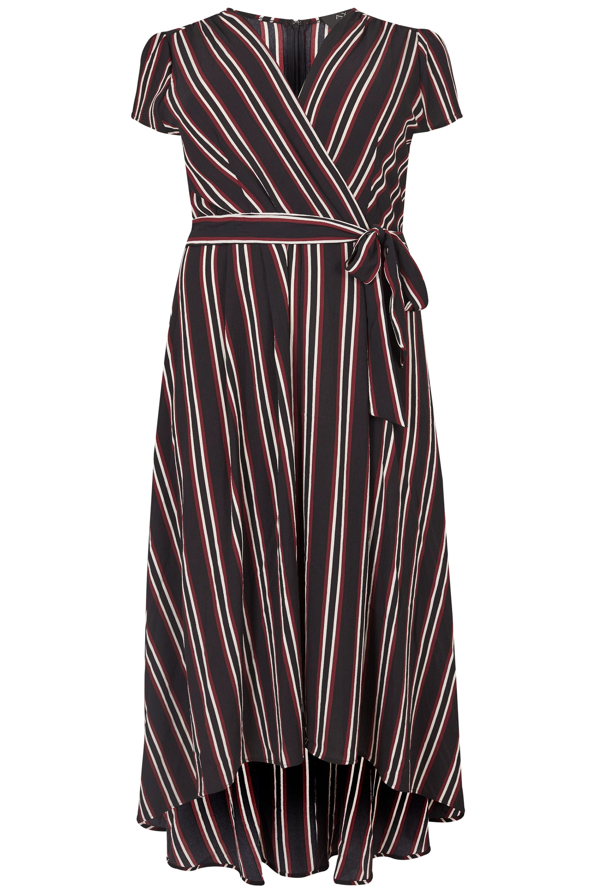 AX PARIS CURVE Black Stripe Wrap Dress, Plus size 16 to 26
