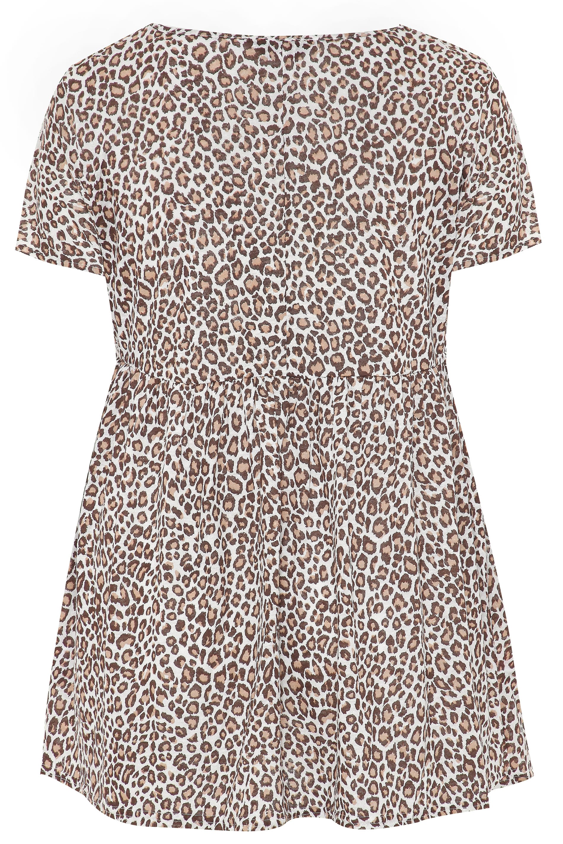 Brown Leopard Print Peplum Smock Top | Yours Clothing