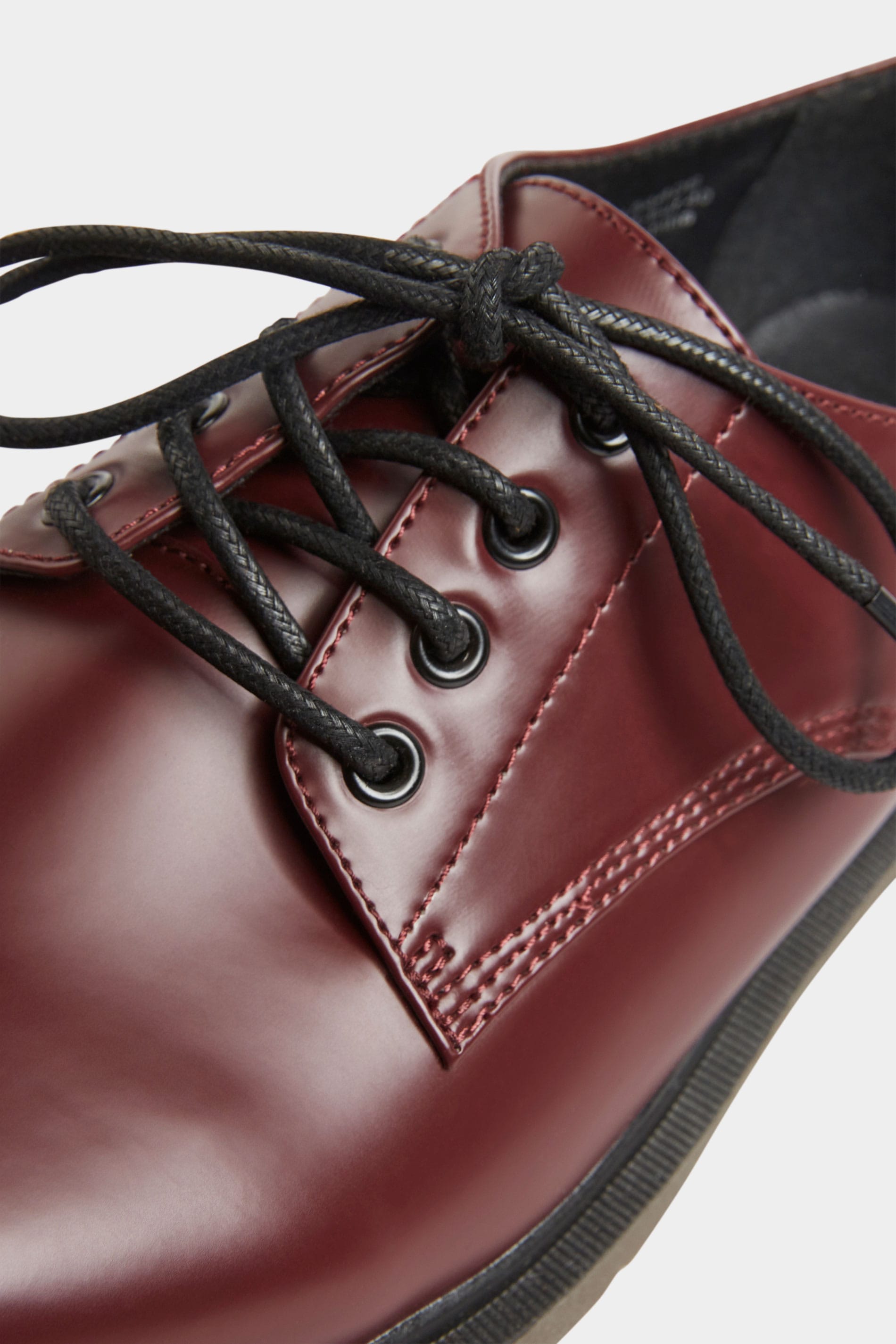 Burgundy Vegan Leather Lace Up Brogues In Extra Wide Fit | Yours Clothing