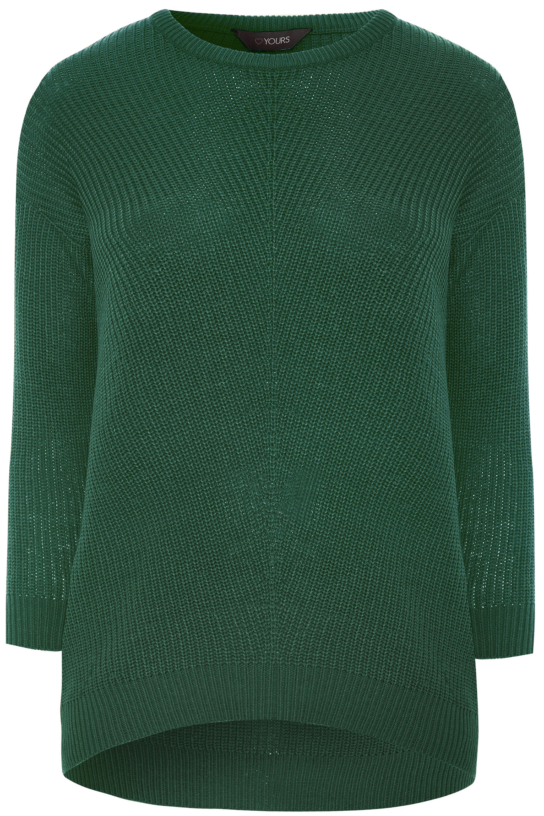 Forest Green Chunky Knitted Jumper | Yours Clothing