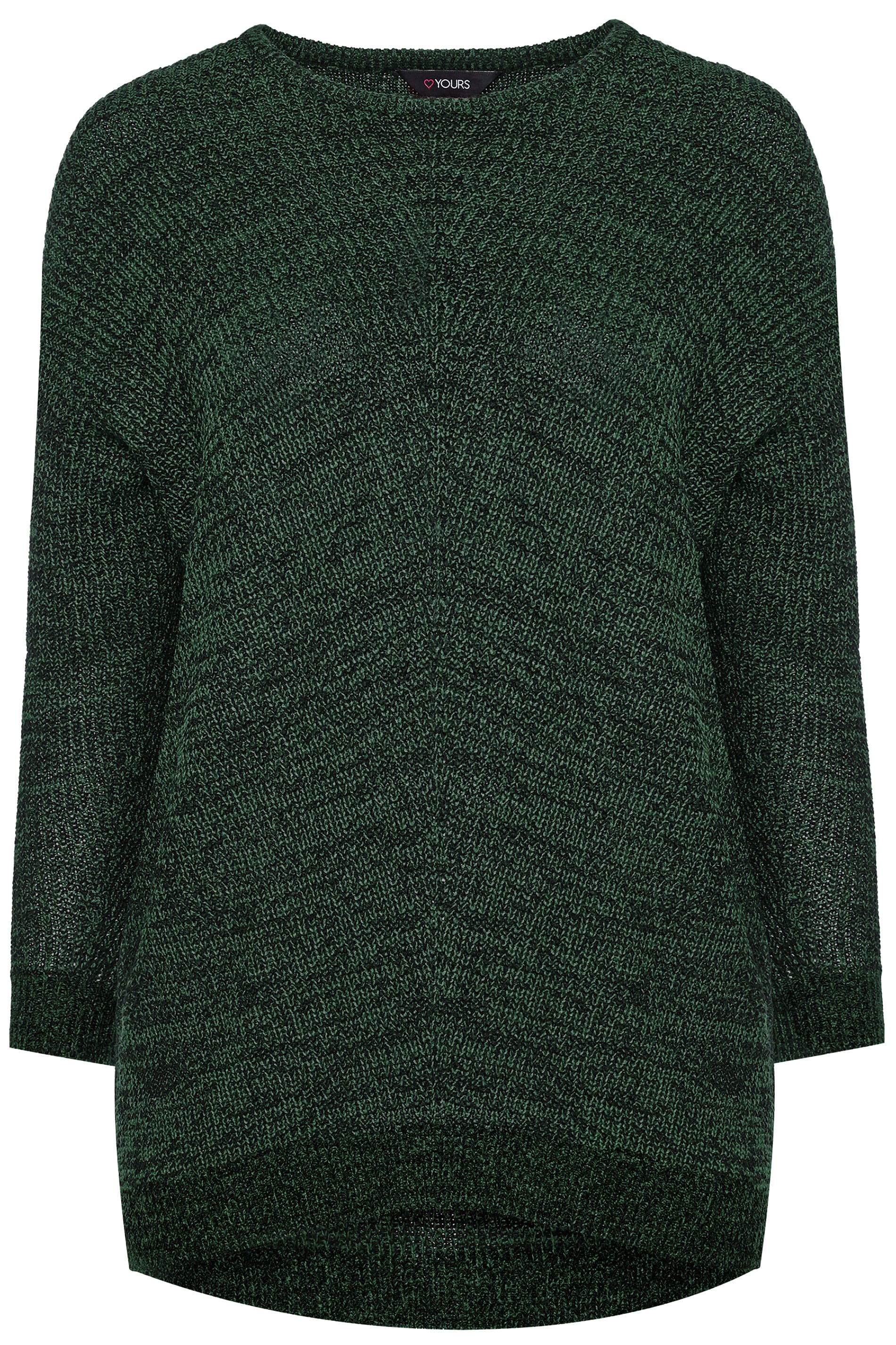 Forest Green Marl Chunky Knitted Jumper Yours Clothing