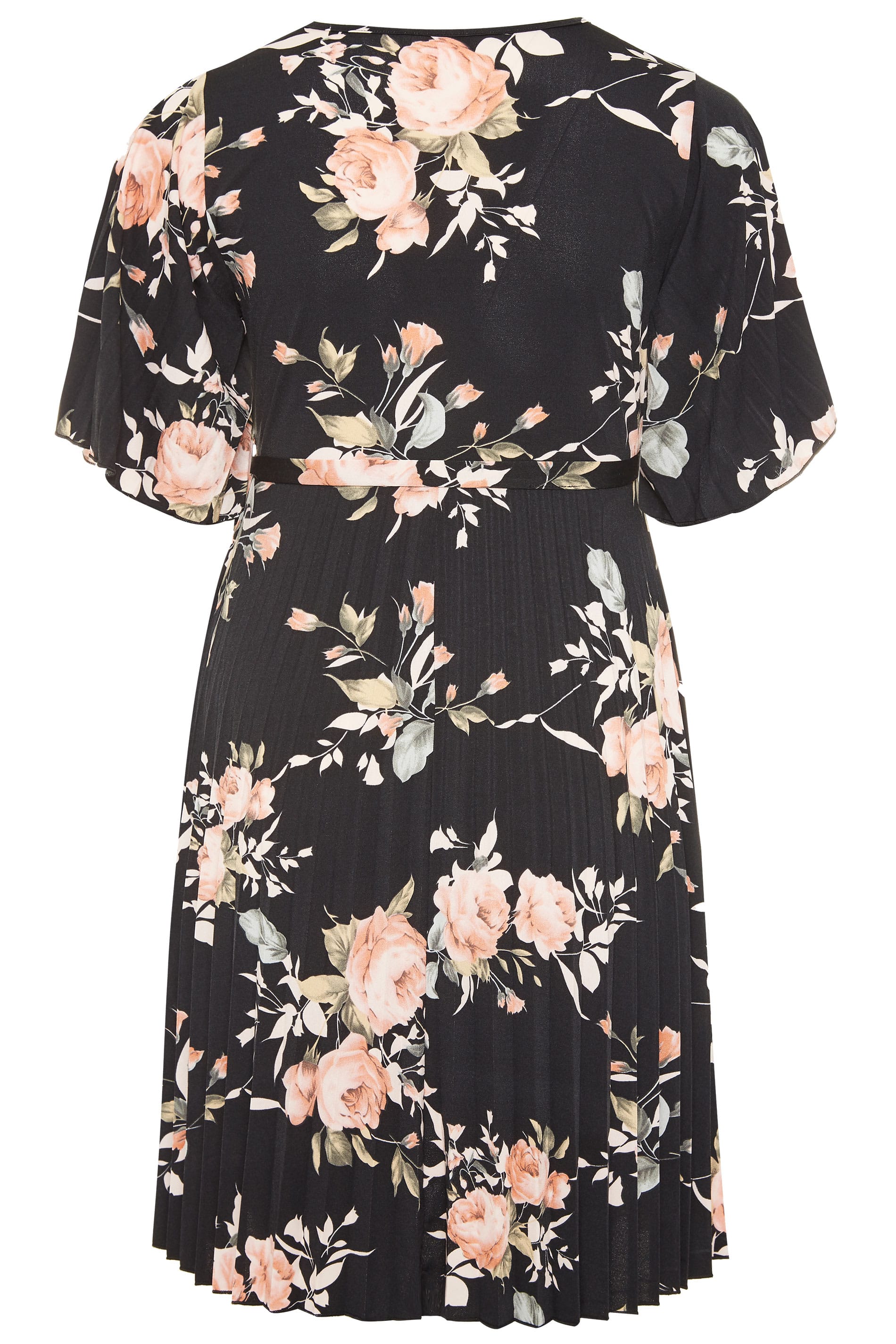 Bump It Up Maternity Black Floral Pleated Wrap Dress Yours Clothing