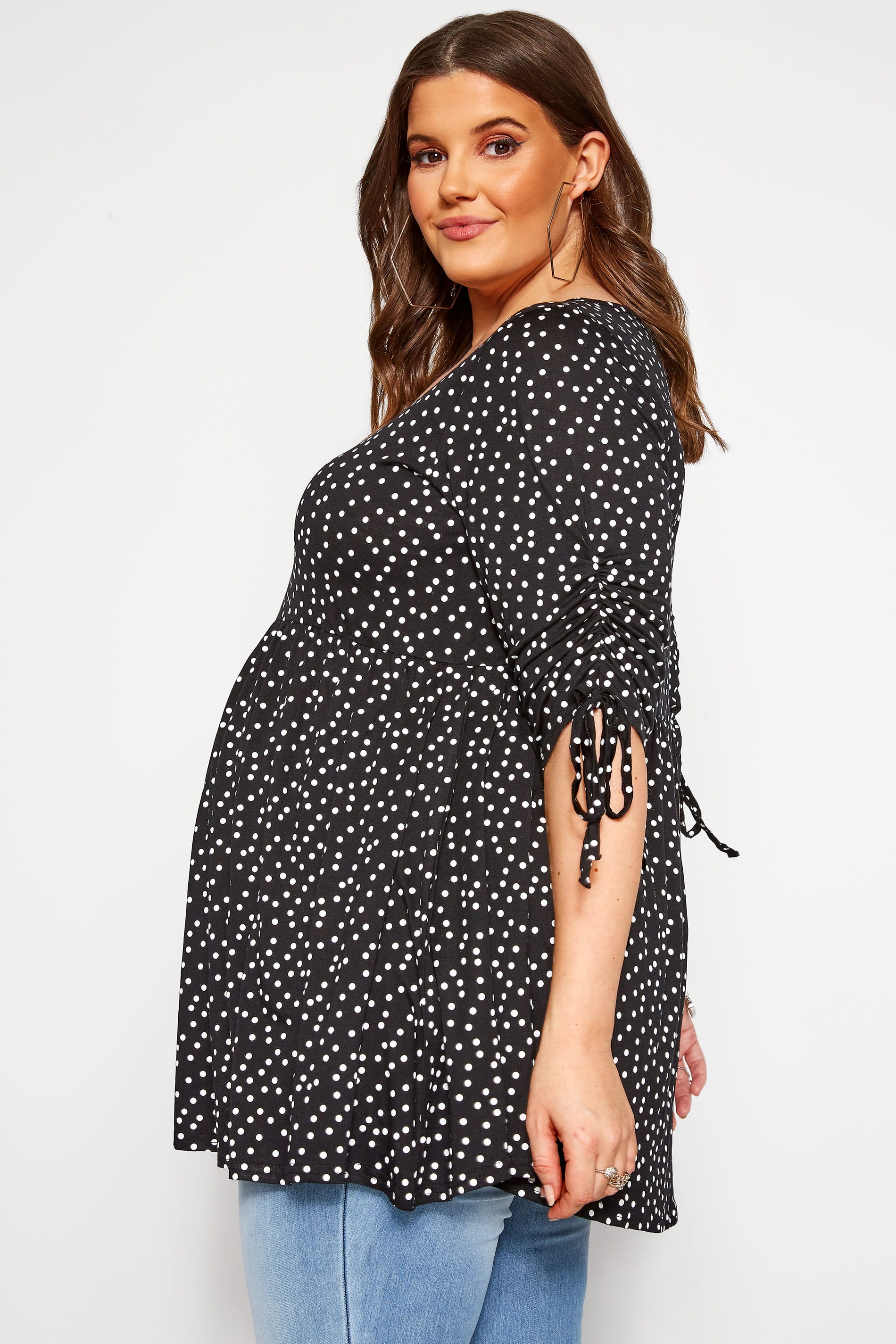 BUMP IT UP MATERNITY Black Polka Dot Smock Top | Yours Clothing