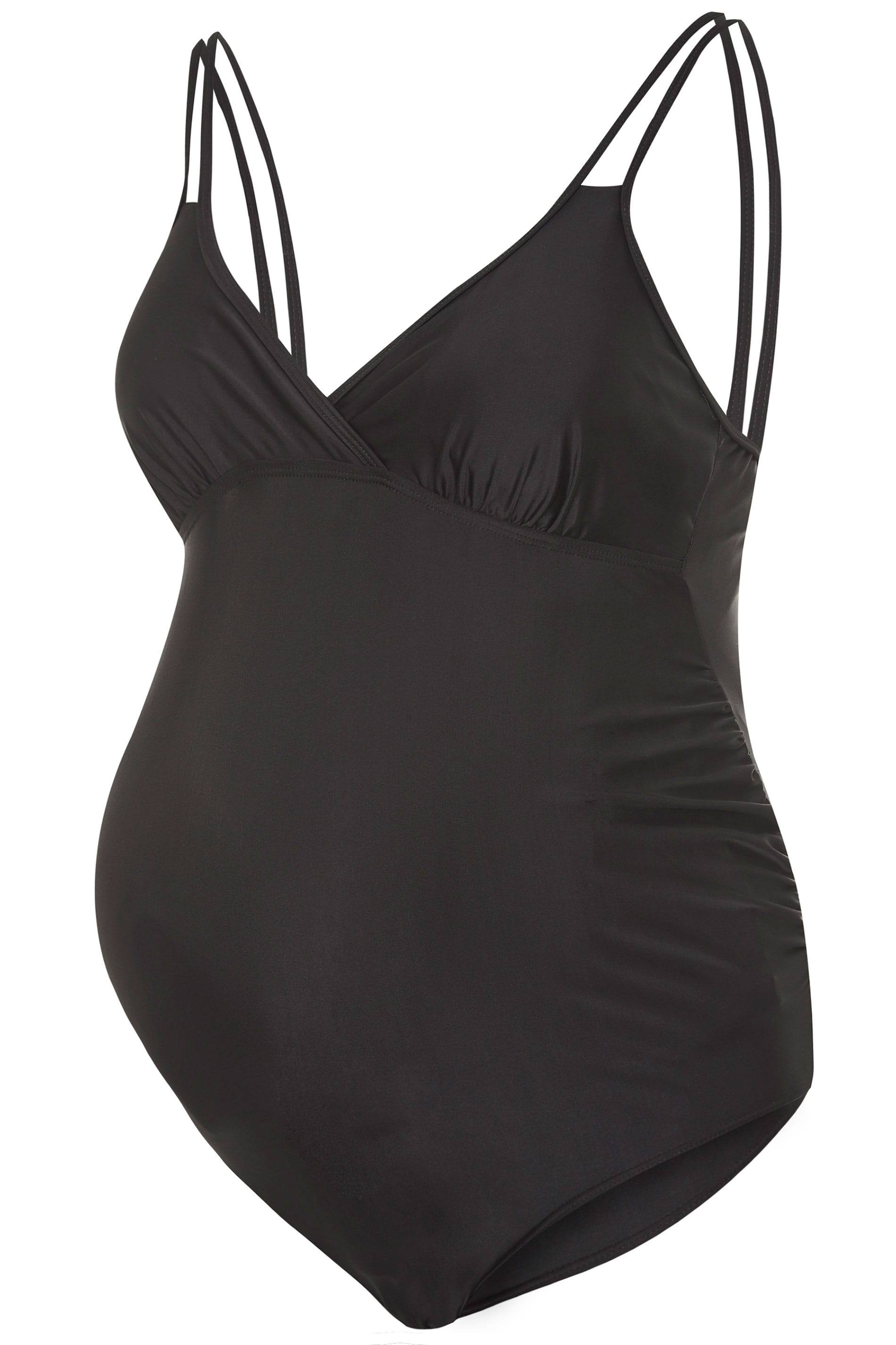 BUMP IT UP MATERNITY Black Wrap Front Swimsuit | Yours Clothing