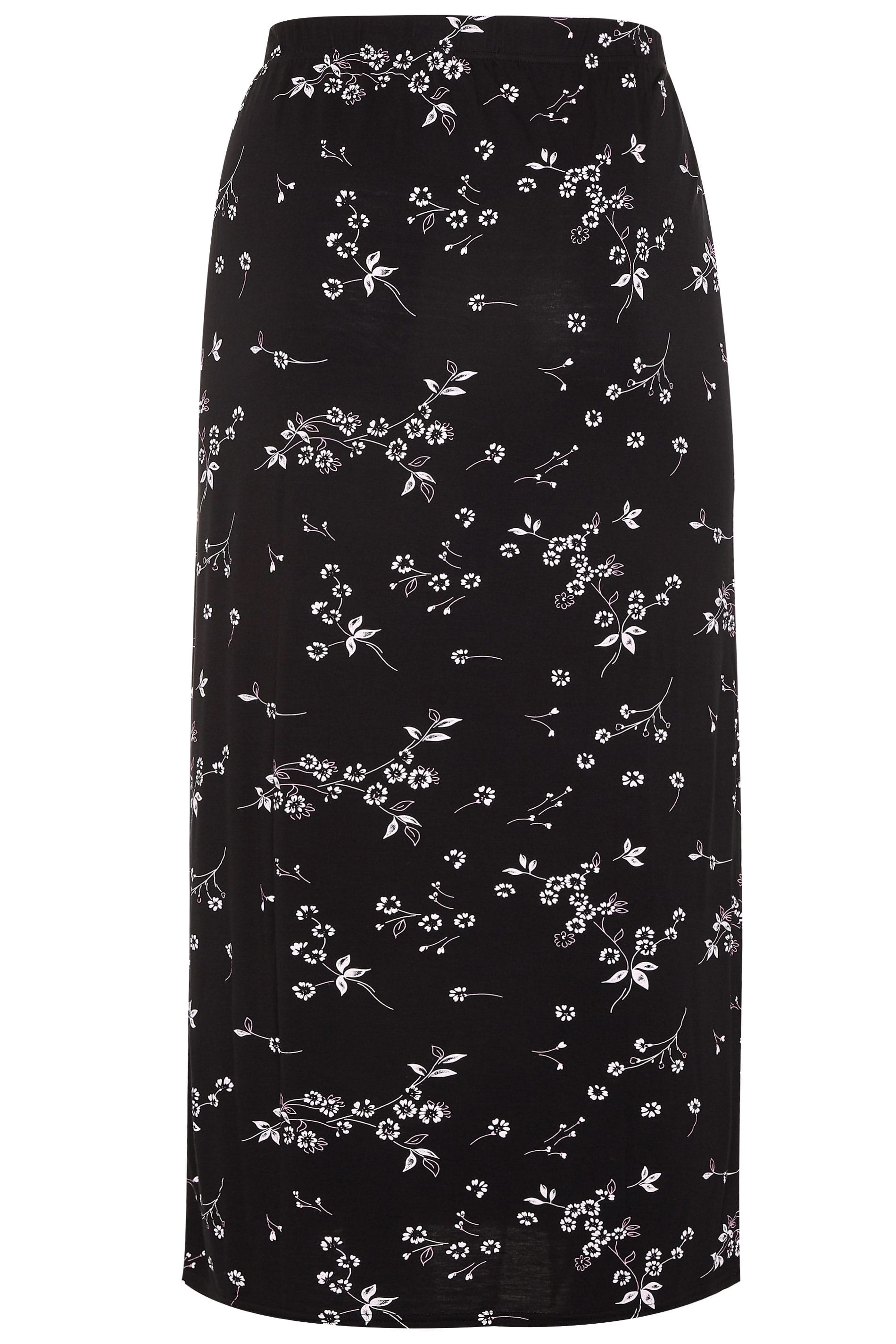 Black Floral Maxi Tube Skirt | Yours Clothing