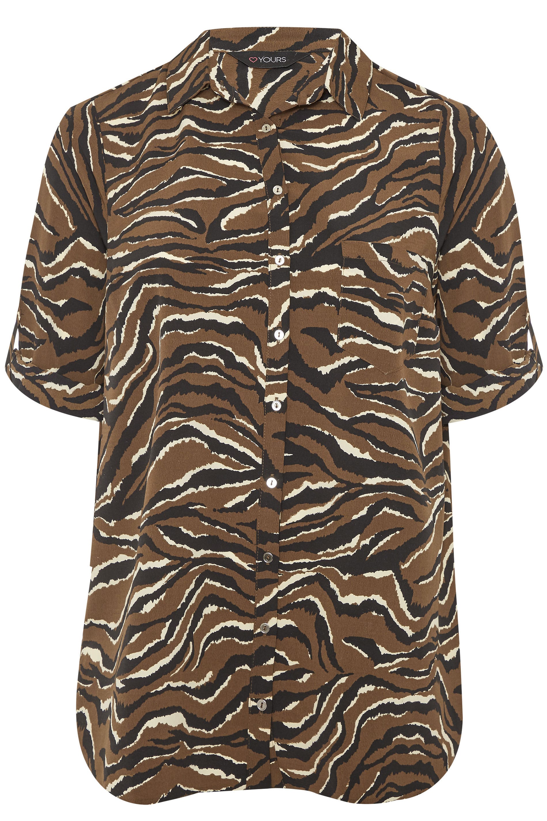 Brown Zebra Print Shirt | Yours Clothing