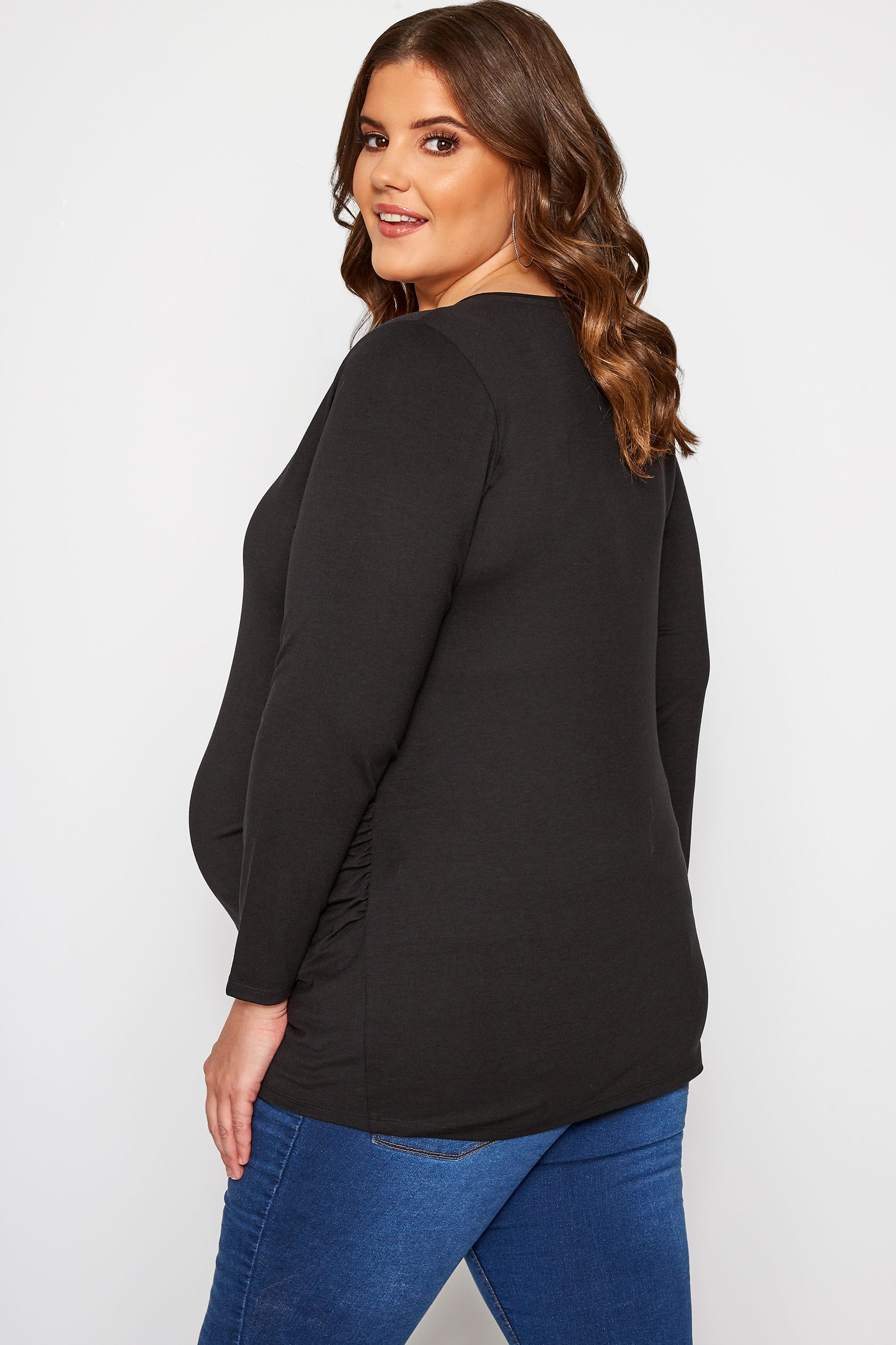 BUMP IT UP MATERNITY Black Lace Insert Top | Yours Clothing