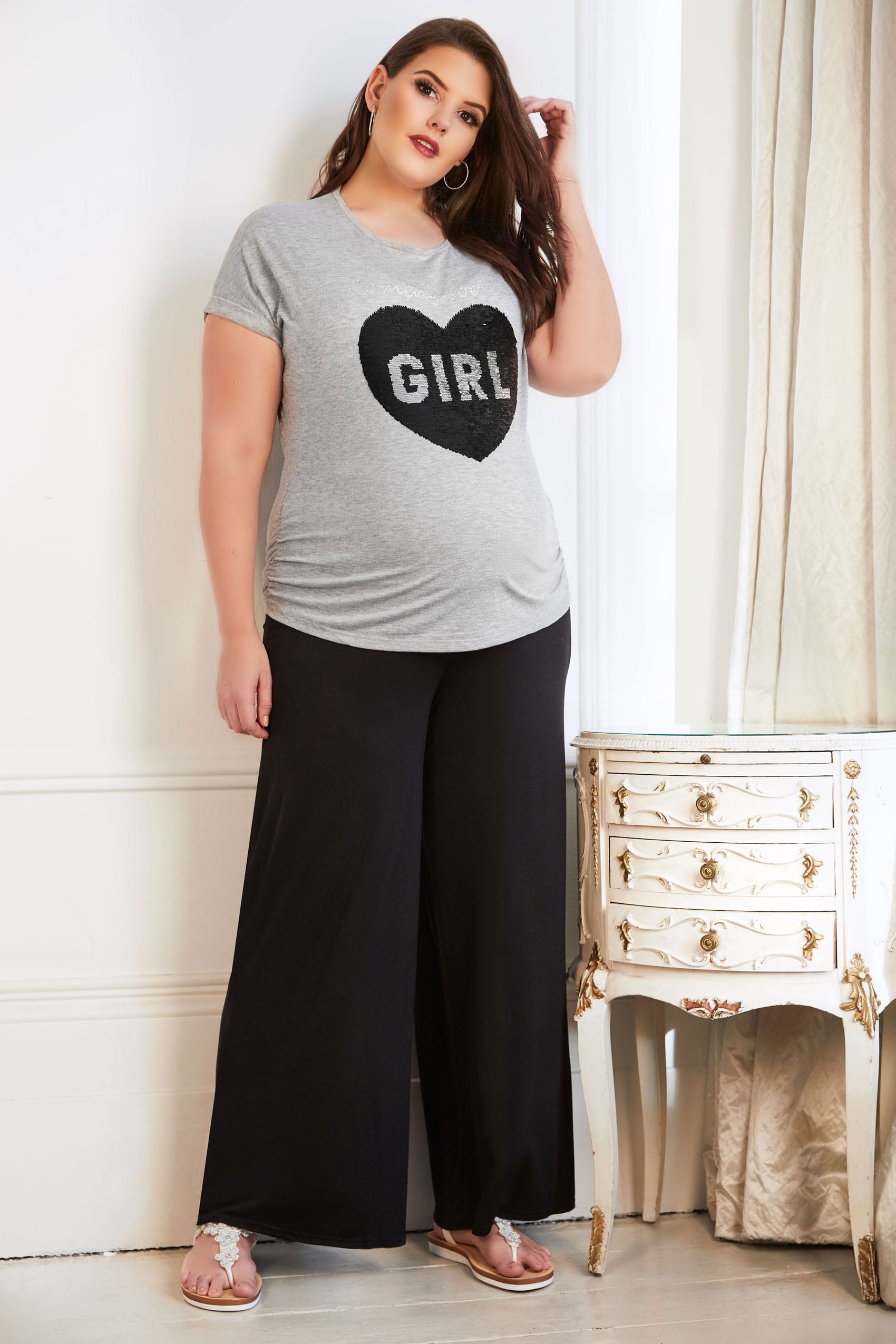 BUMP IT UP MATERNITY Navy Palazzo Trousers With Comfort 