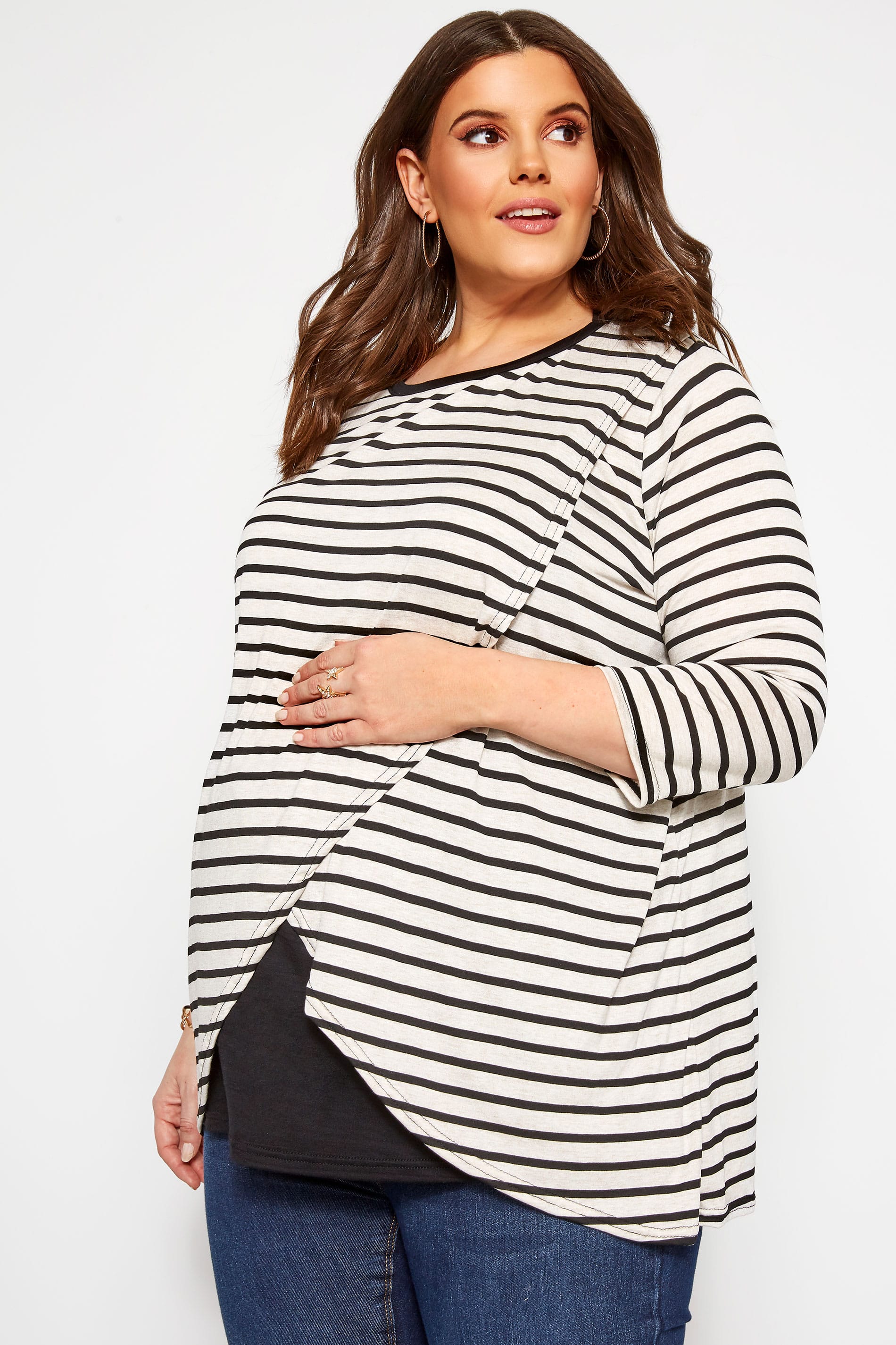 black and white striped maternity top
