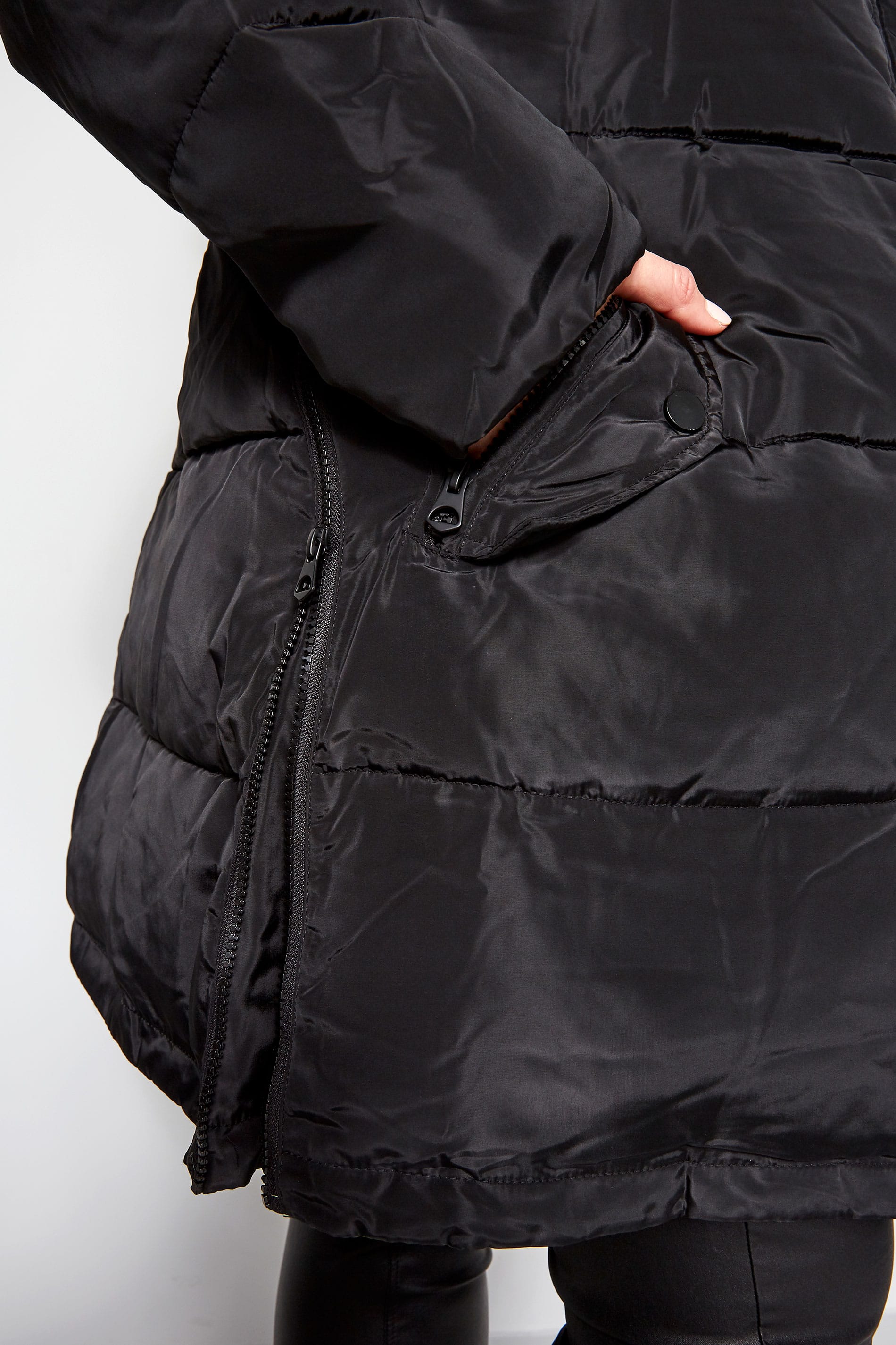 BUMP IT UP MATERNITY Black Zip Up Puffer Coat | Sizes 16-32 | Yours ...