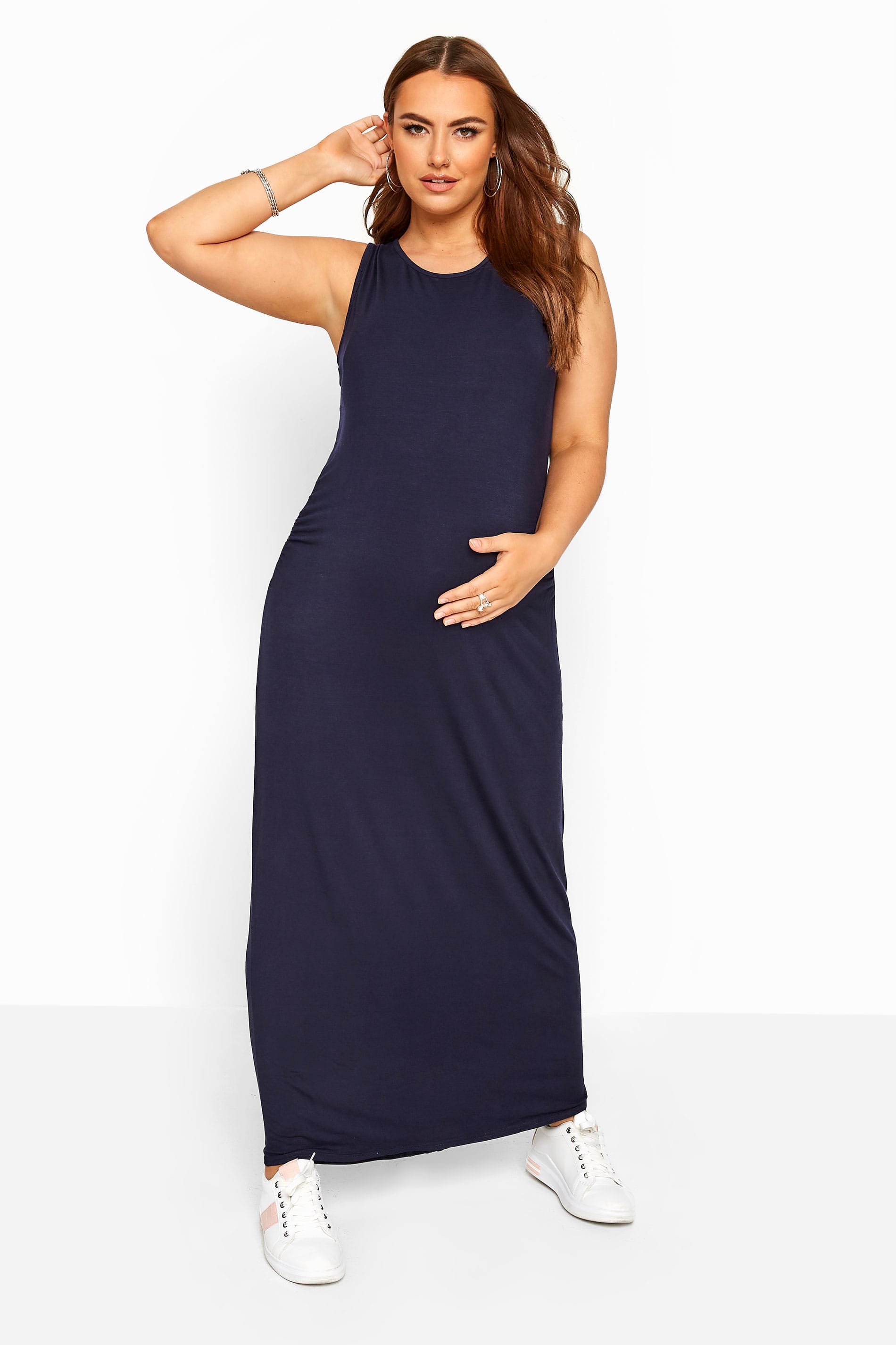 BUMP IT UP MATERNITY Magenta Maxi Dress With Ruched Waist 