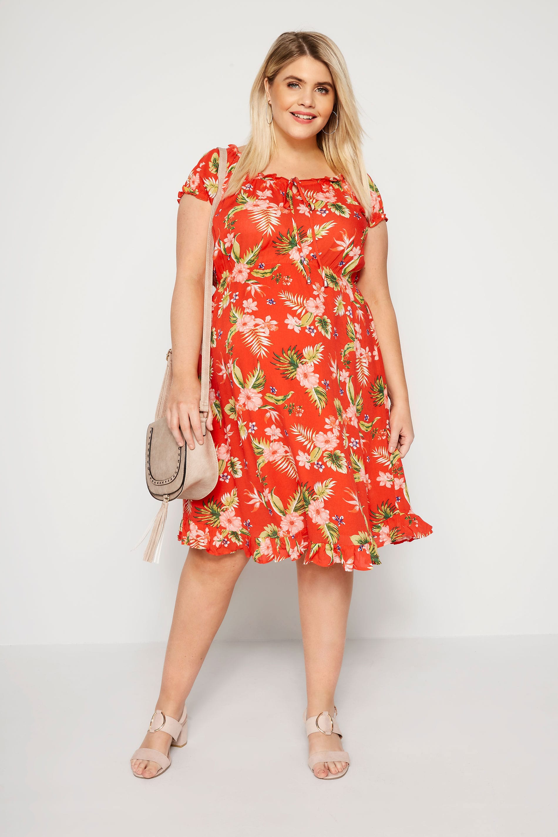 BUMP IT UP MATERNITY Red Floral Gypsy Dress | Plus Sizes 16 to 32 ...