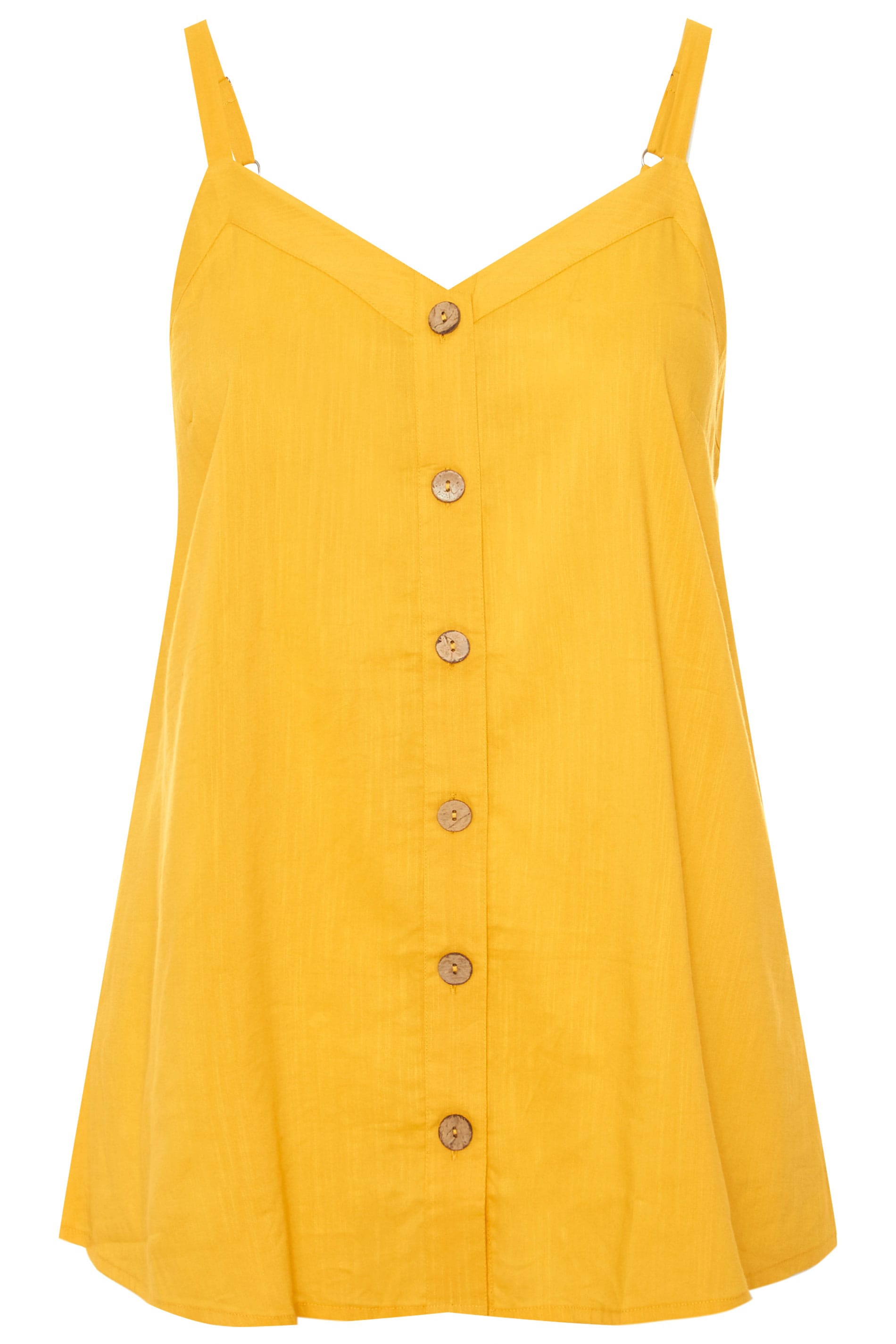 Yellow Button Cami Top | Yours Clothing