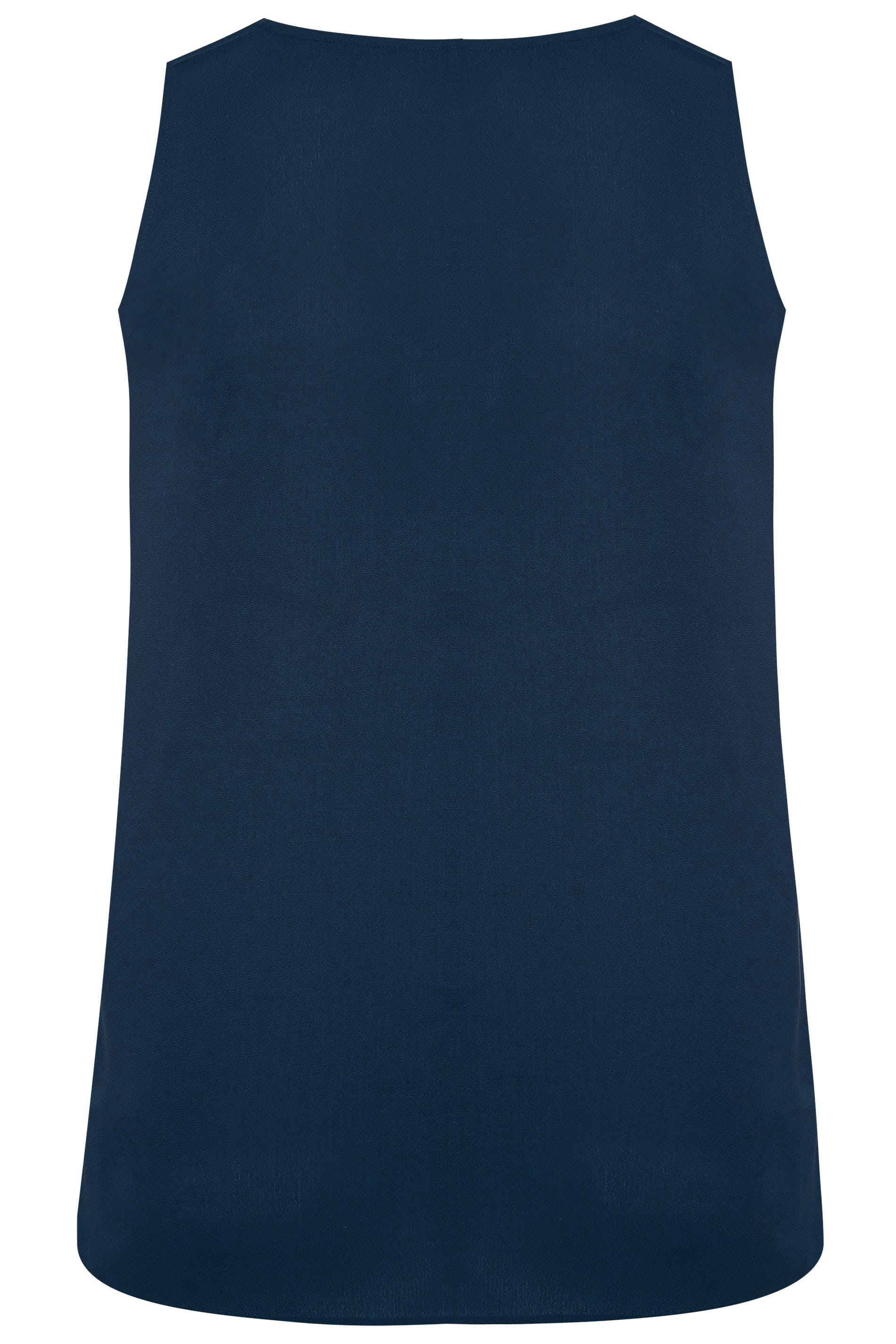 Navy Button Front Vest Top | Yours Clothing