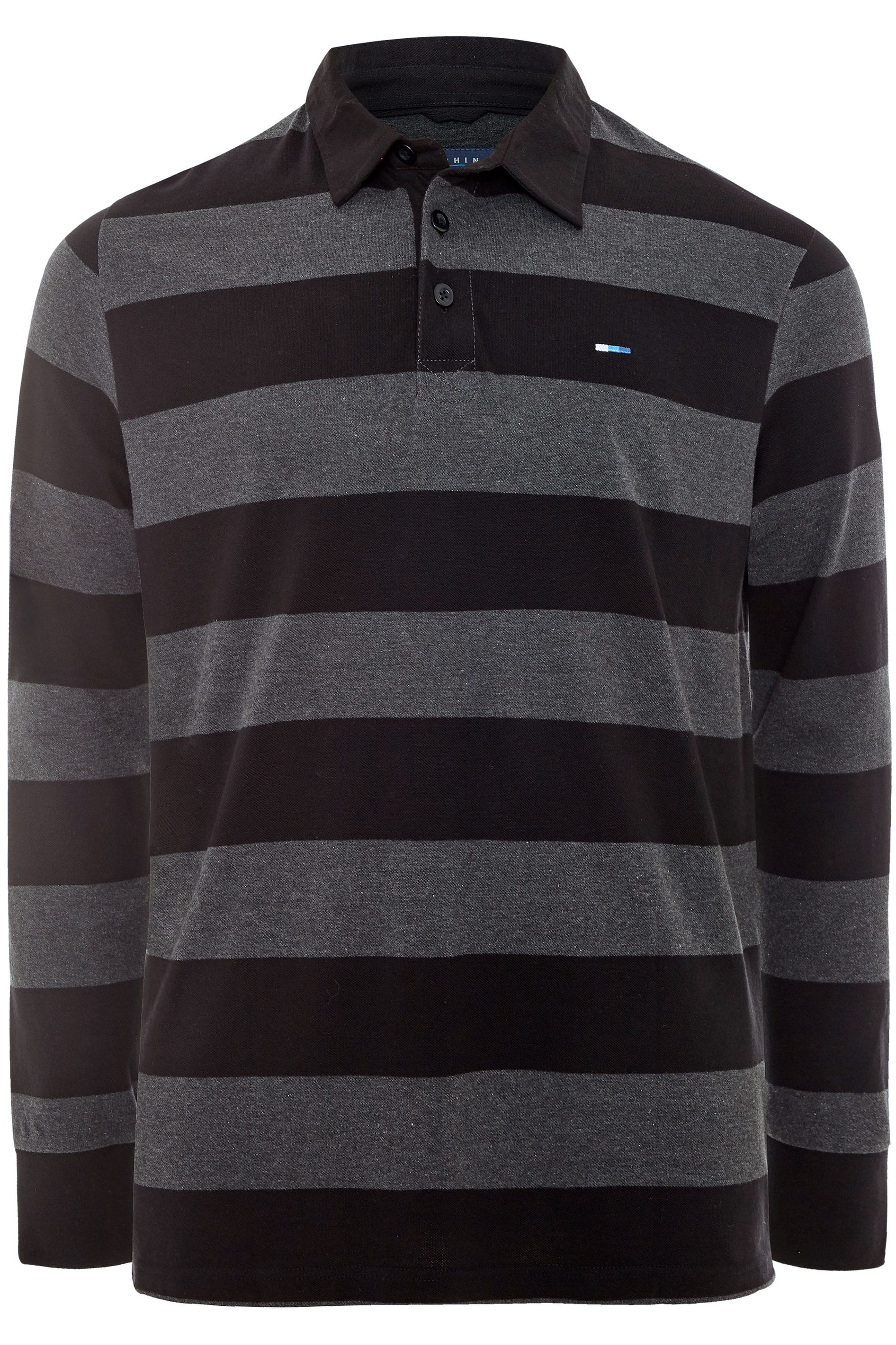 BadRhino Big & Tall Black and Grey Stripe Polo Shirt 1