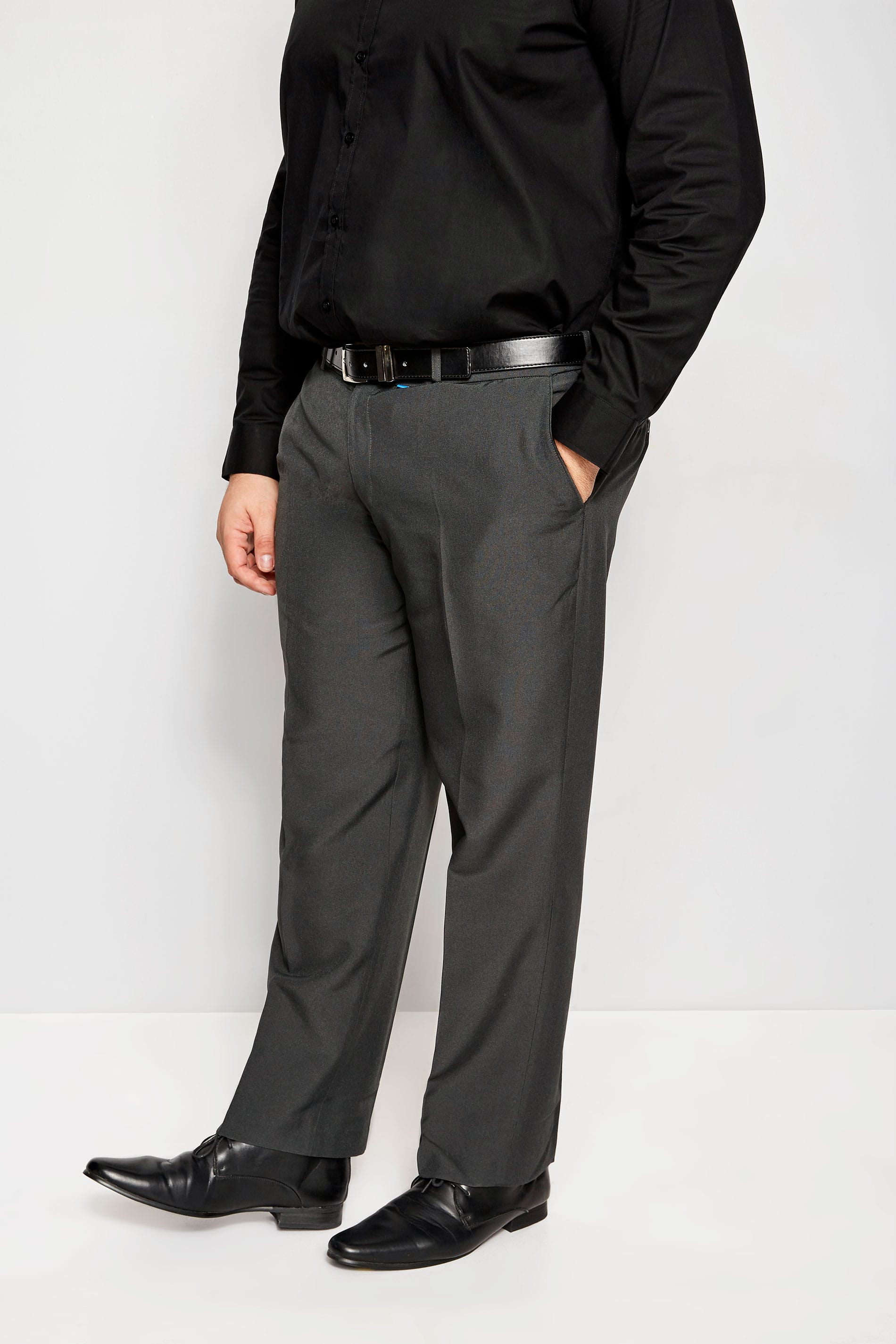 BadRhino Big & Tall Grey Single Pleat Smart Trousers 1