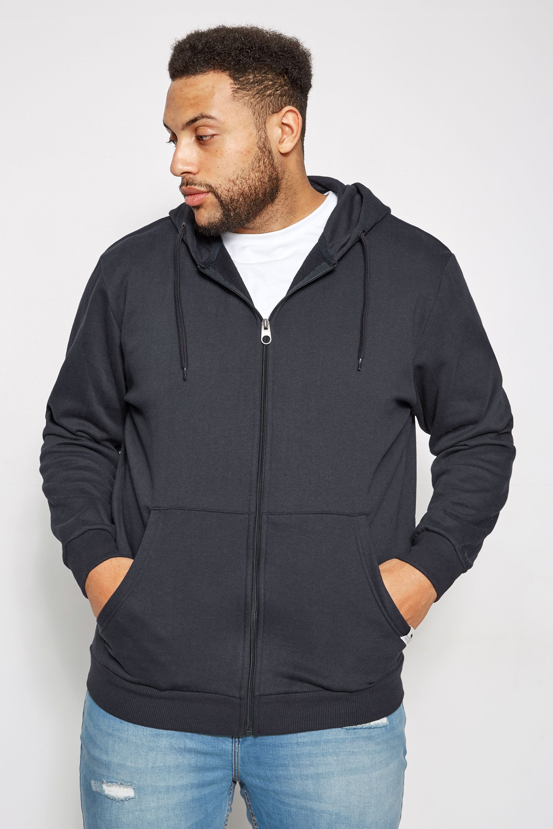 BadRhino Navy Basic Sweat Hoodie With Pockets - Extra Large Sizes L to ...