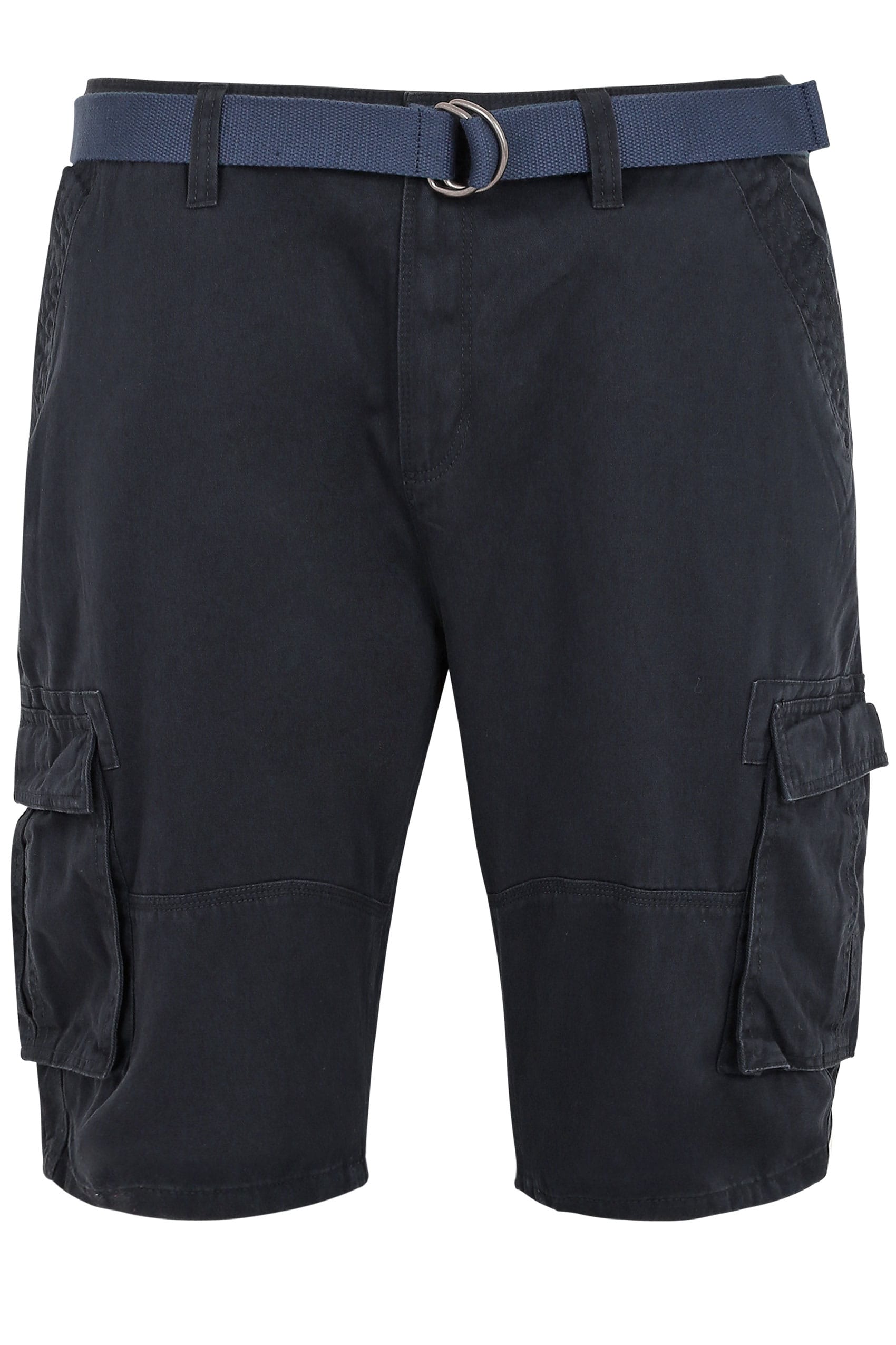 BadRhino Navy Cargo Shorts With Canvas Belt | BadRhino