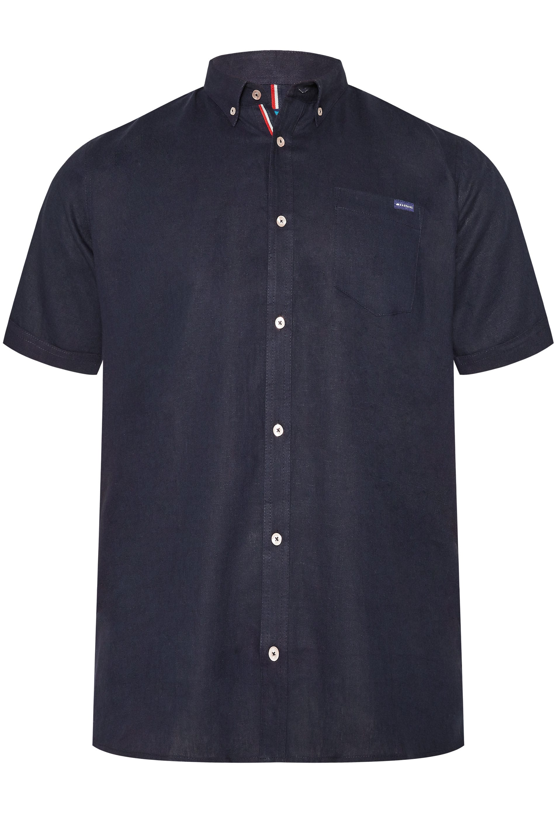 BadRhino Big & Tall Navy Blue Linen Mix Shirt_77f0.jpg