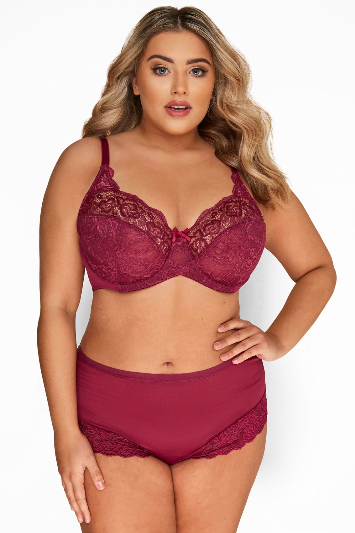 Berry Stretch Lace Non Padded Underwired Bra Sizes 38 40 Yours Clothing 