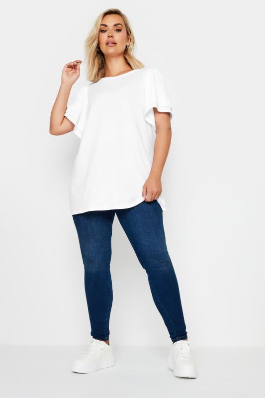 YOURS Plus Size White Double Angel Sleeve T-Shirt | Yours Clothing  3