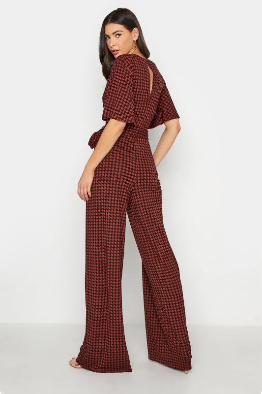 LTS Tall Rust Orange Dogtooth Check Jumpsuit 3