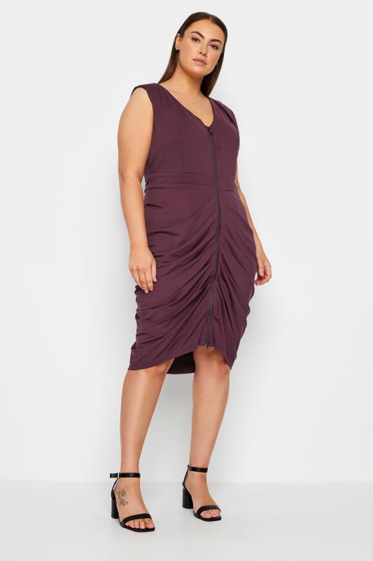  Grande Taille City Chic Red Ruched Mini Dress