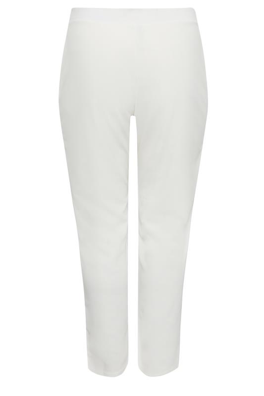 YOURS LONDON Curve White Scuba Crepe Tapered Trousers | Yours Clothing 5
