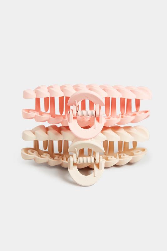 2 PACK Pink & Cream Chain Hair Claw Clips | Yours Clothing 5
